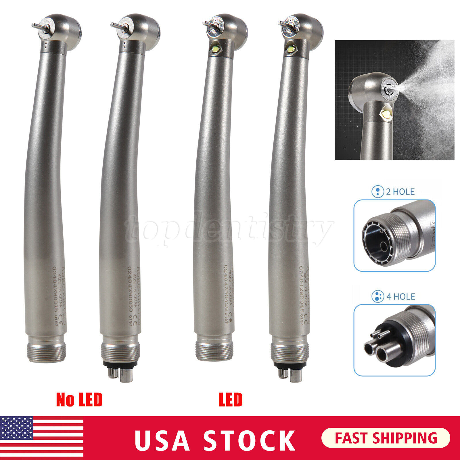 NSK Style Dental LED E-generator /High Speed NoLED Handpiece Turbine 2/4Hole ASk