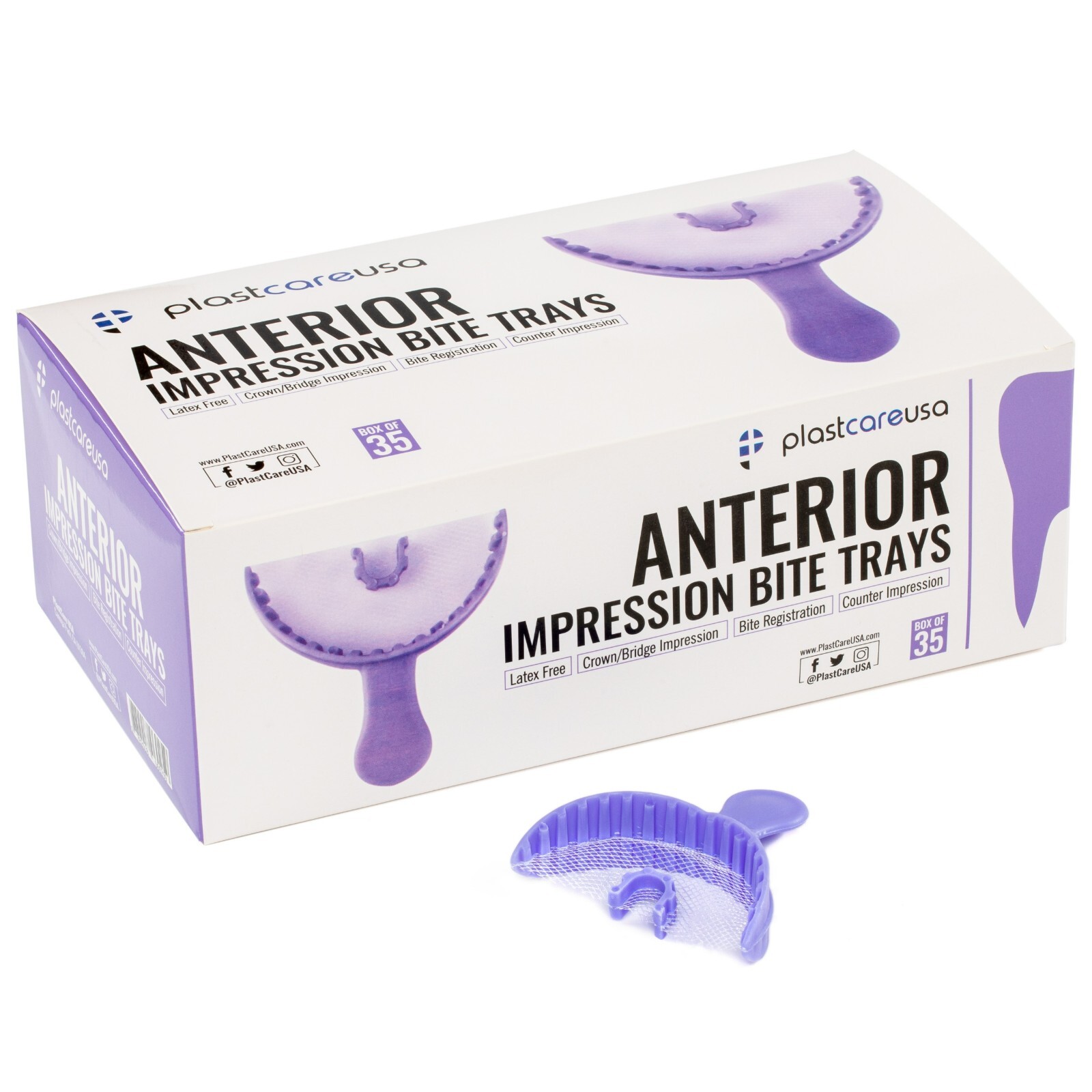 Bite Registration Dental Impression Trays. Purple. 35 pcs.