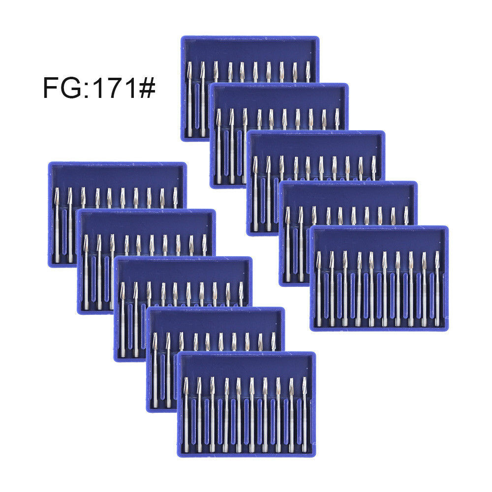 10/box Dental Carbide Bur Long Shank FG 171L 21.0mm Taper Fissure Flat End Plain