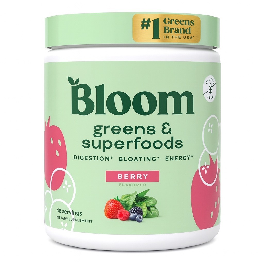 Bloom Nutrition Greens & Superfoods Powder, Berry, 0.5 lbs.