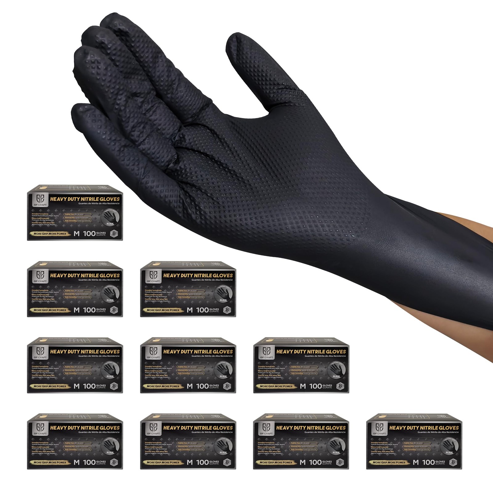 Gp Craft Heavy Duty Black Diamond Grip 8Mil – Resistant Safety
