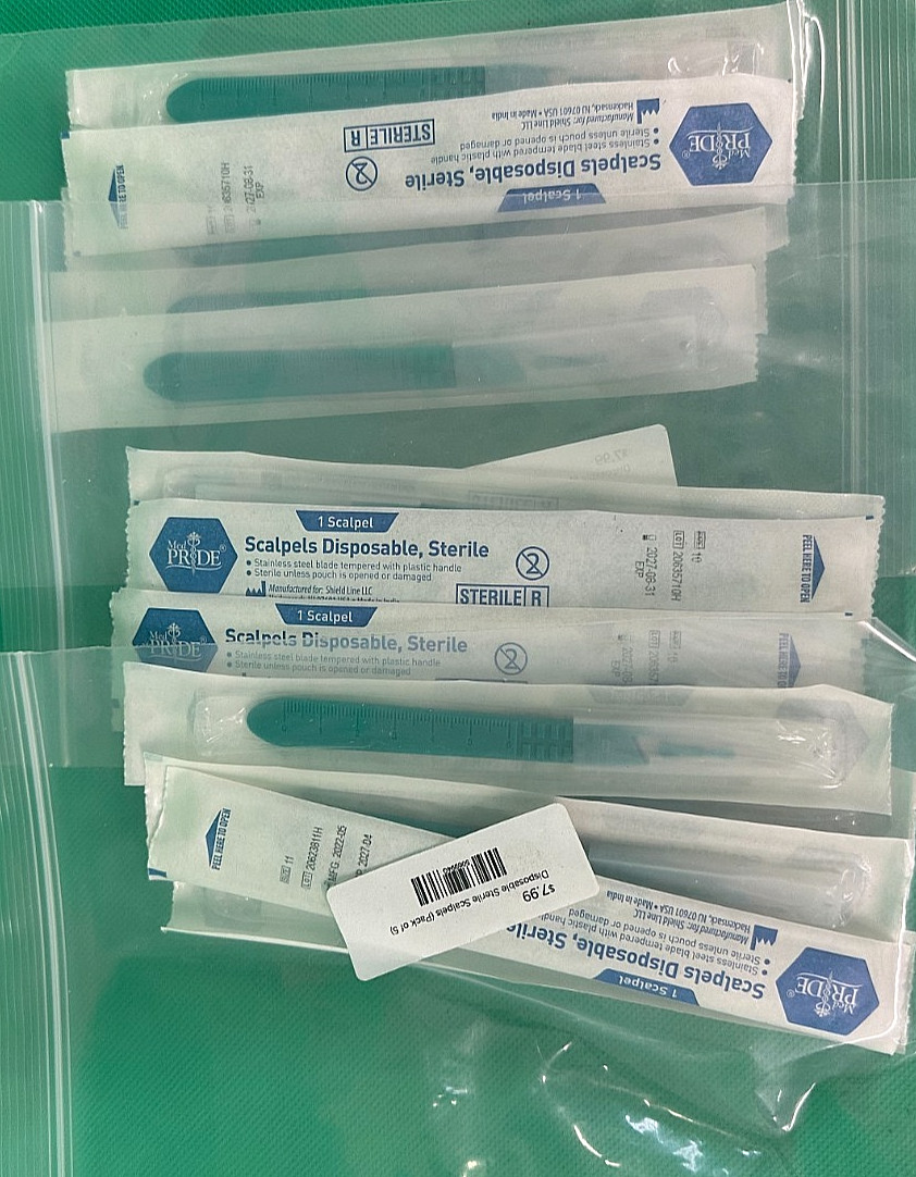 15—-6″ MED PRIDE DISPOSABLE SCALPELS #11-SINGLE USE – DISSECTING, MUSHROOM LAB