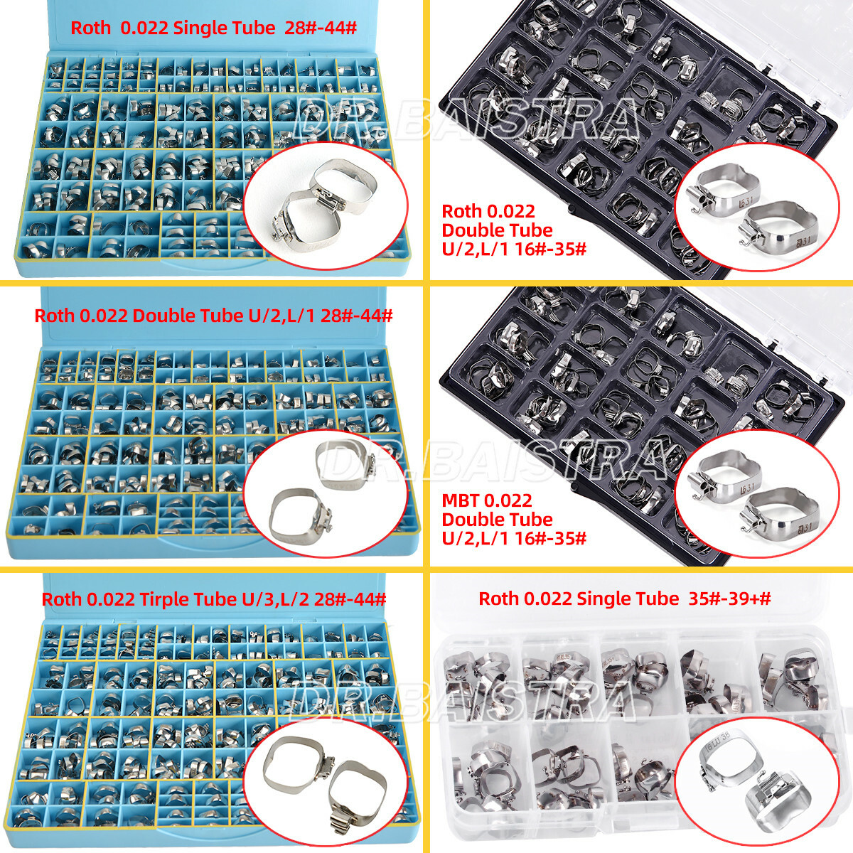 AZDENT Dental Orthodontic Bands &Buccal Tube 1st 2nd Molar Roth MBT 0.022 Tube