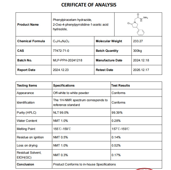 Phenylpiracetam Hydrazide Powder, Purity 99.9+%, 100 Grams