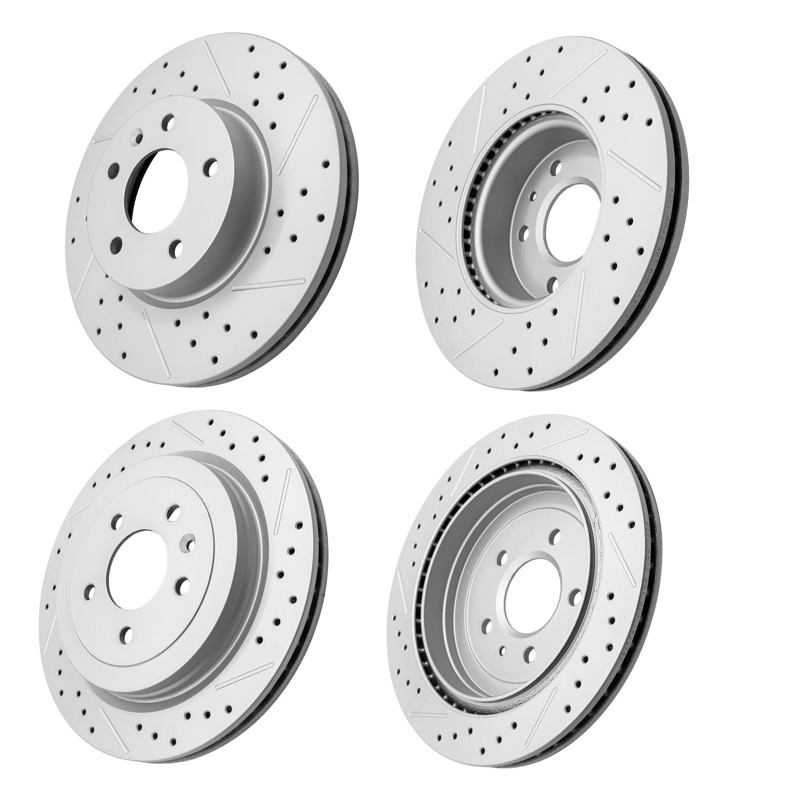 Drilled Slotted Vented Brake Rotors Front Rear for ATS 2013-2019 11.81in 12.4in