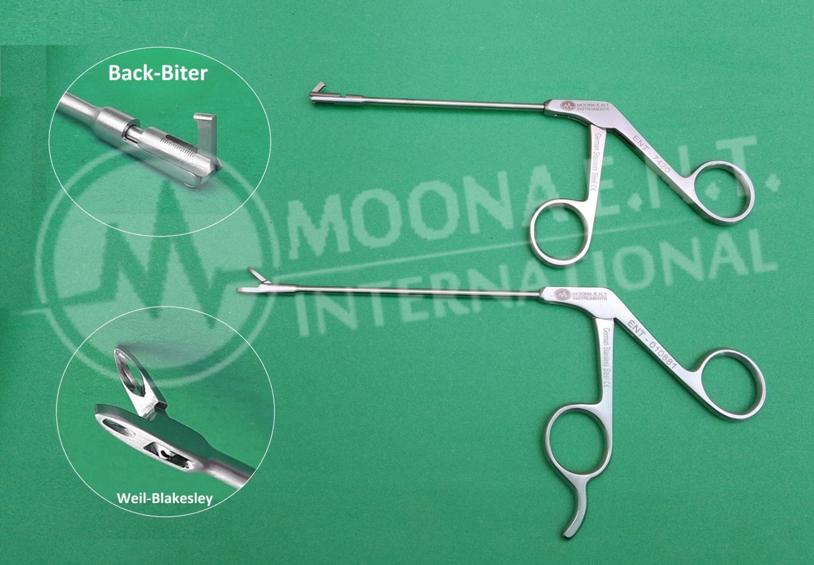 2 Pieces ENT Forcep Back-Biter & Weil Blakesley Fees Surgery Instruments