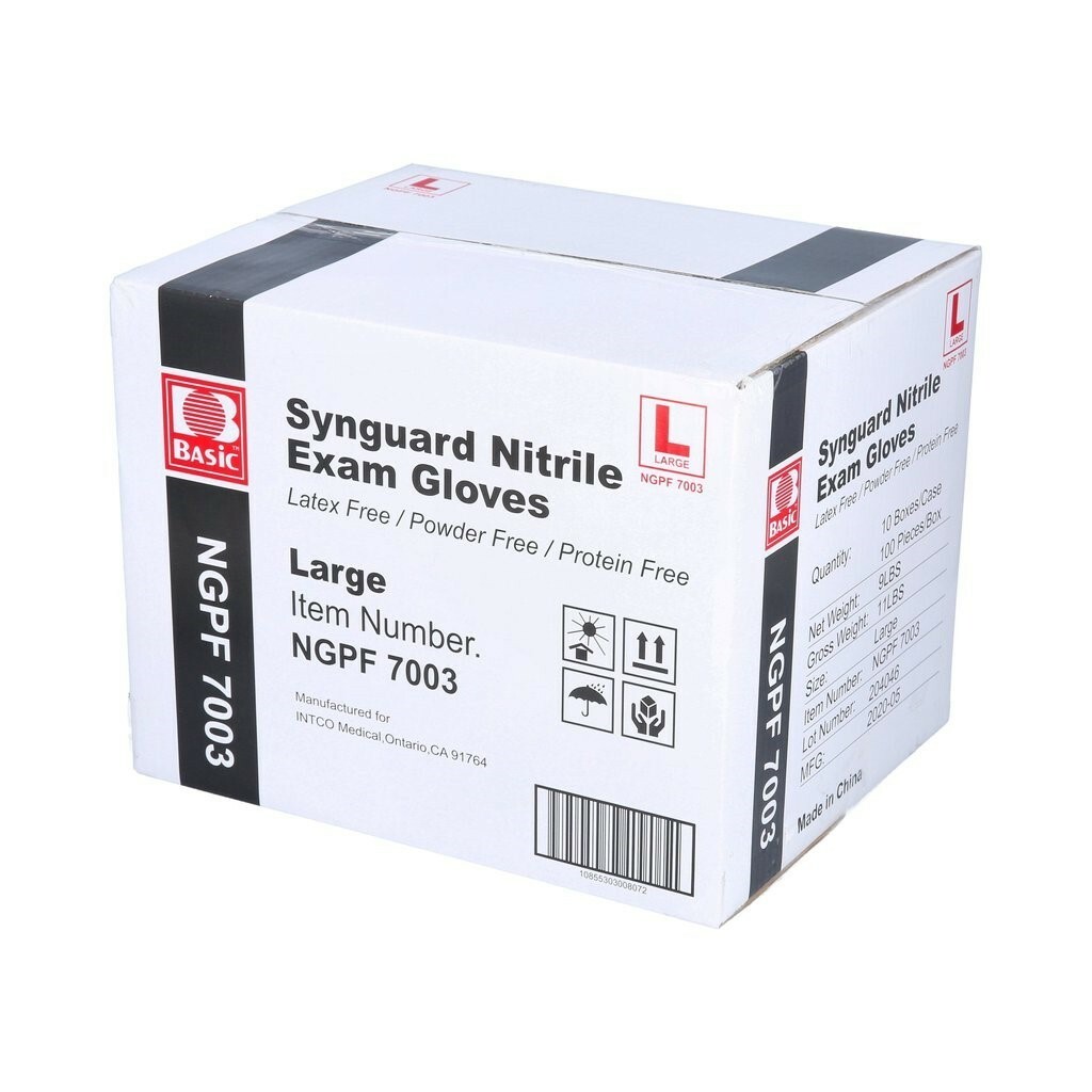 Synguard Nitrile Exam  Gloves  Blue 10 box of 100 per case total 1000 Gloves 