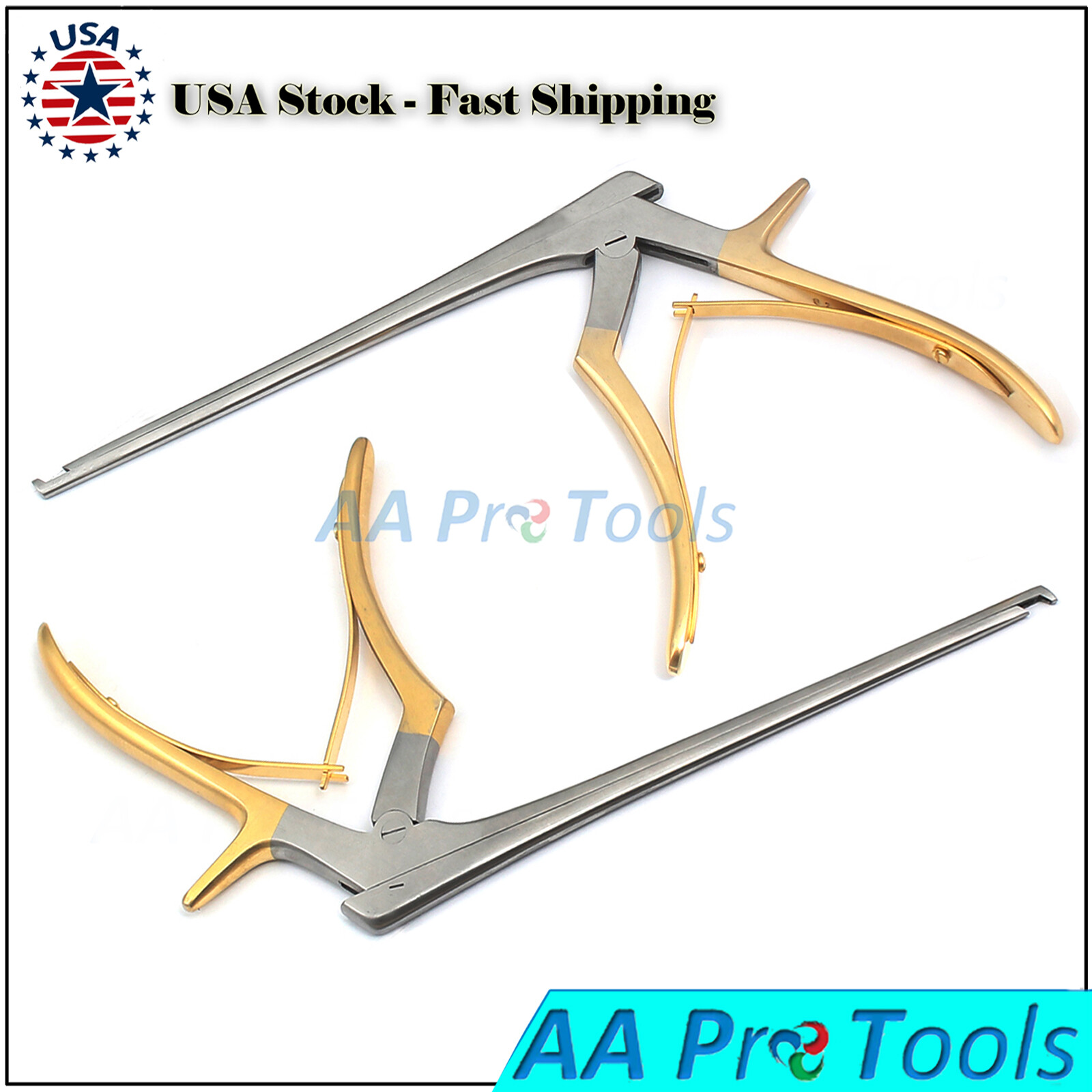 New 2Pcs KERRISON Rongeurs Silver & Gold (3MM,4MM) Cervical Orthopedic Surgical