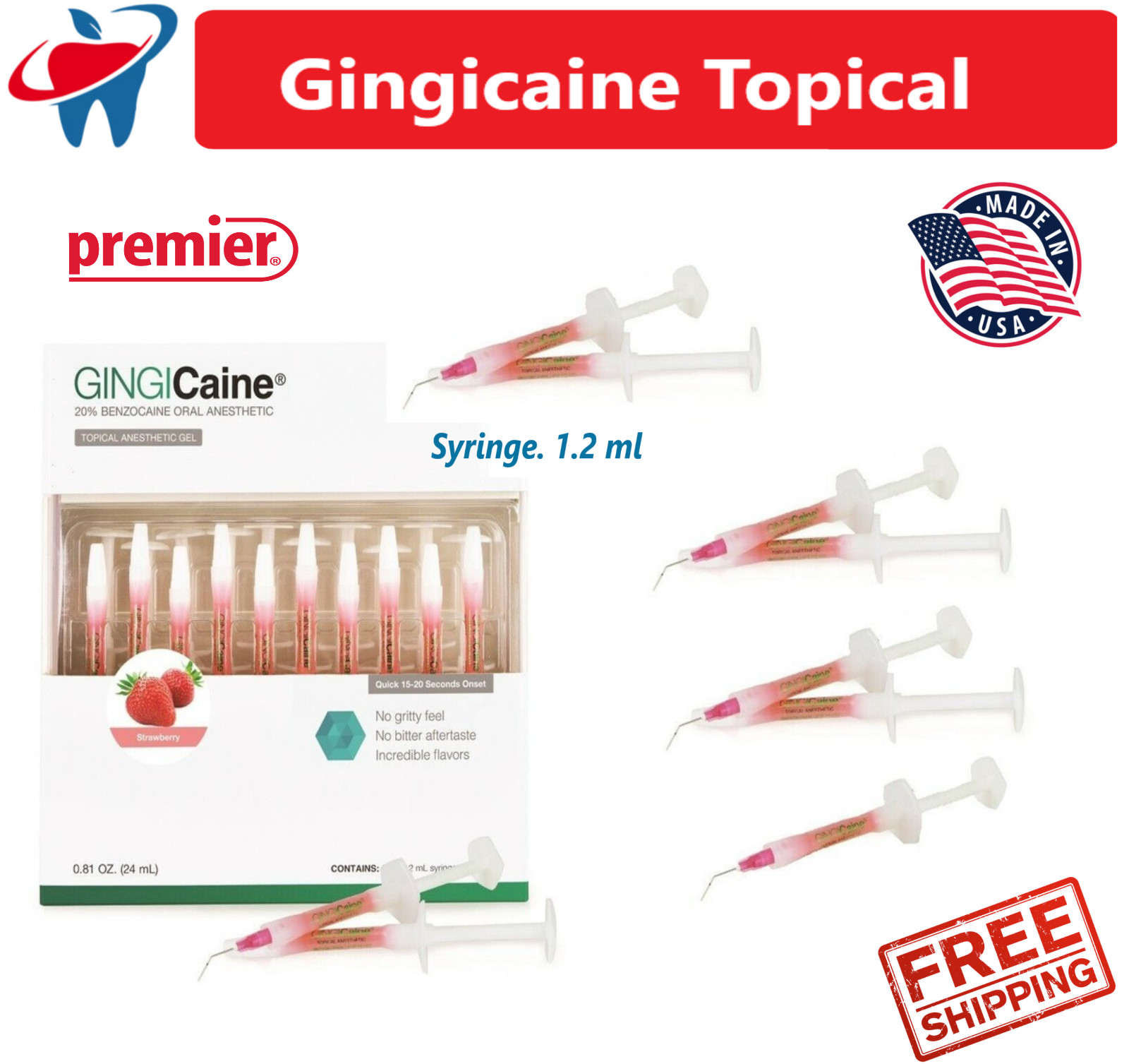 Gingicaine Topical Anesthetic Gel in Syringe 1.2 ml prefilled syringes Ex: 11/27