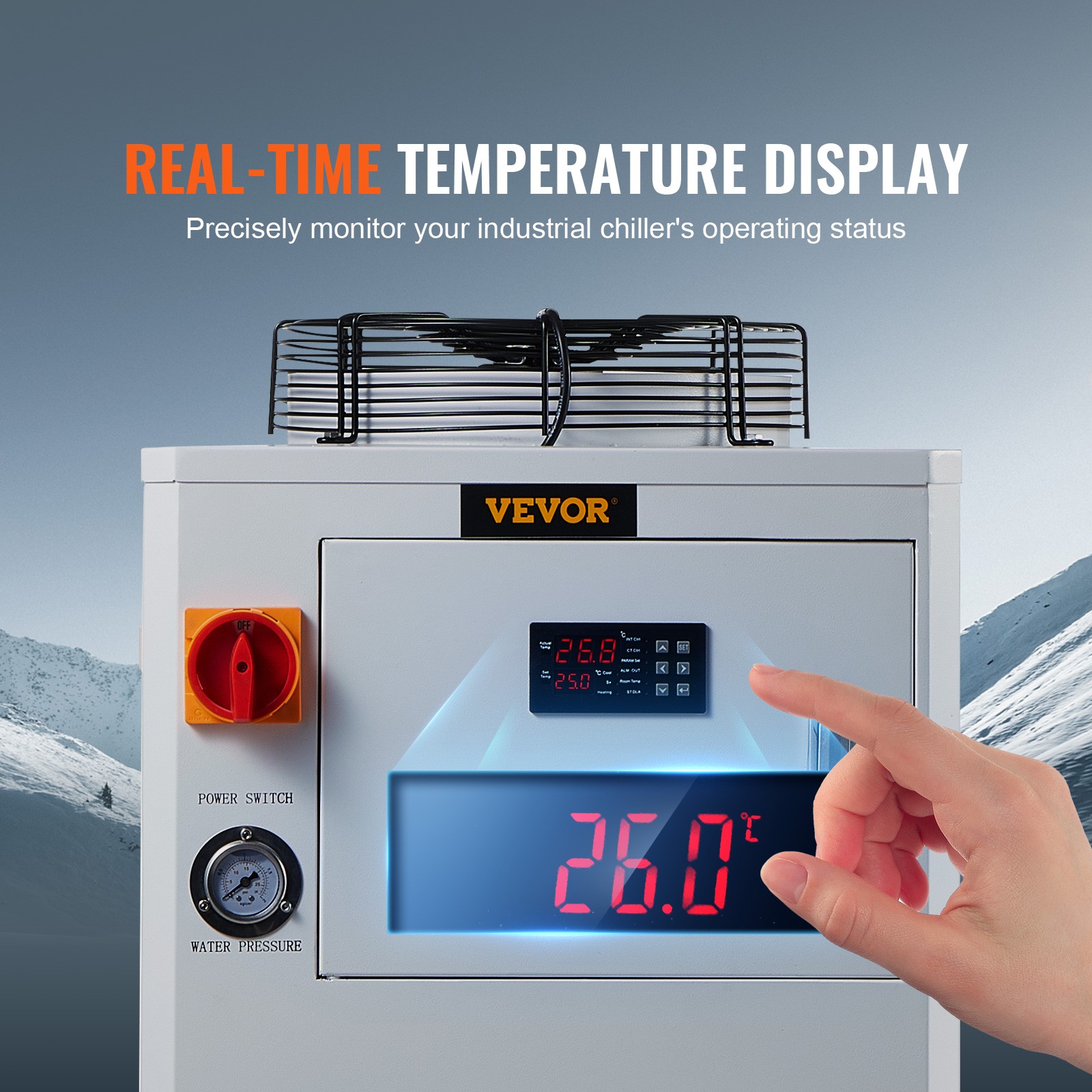 VEVOR Industrial Water Chiller CW-6000 15L 65L/min Laser Chiller with Compressor