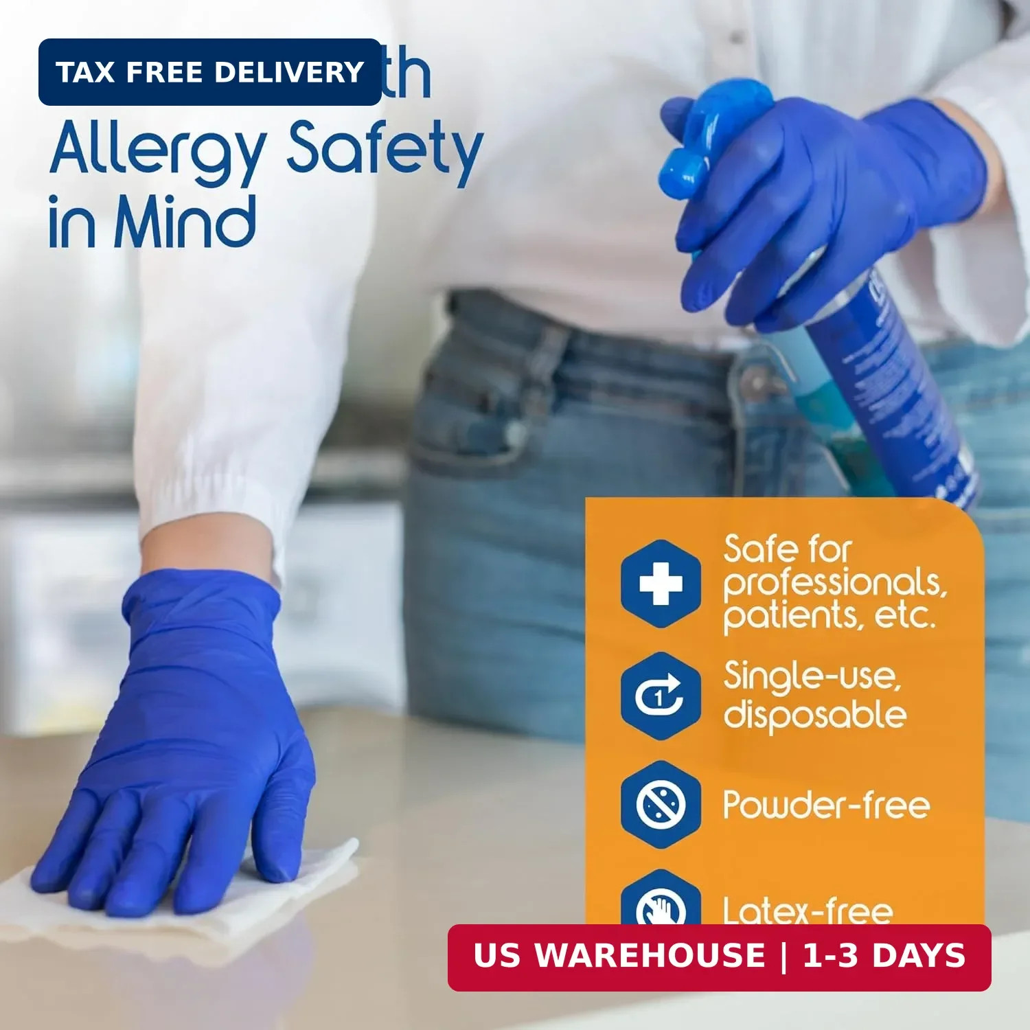Inspire Cobalt Blue Nitrile Disposable Gloves | 4.5 Nitrile Safety Medical Exam