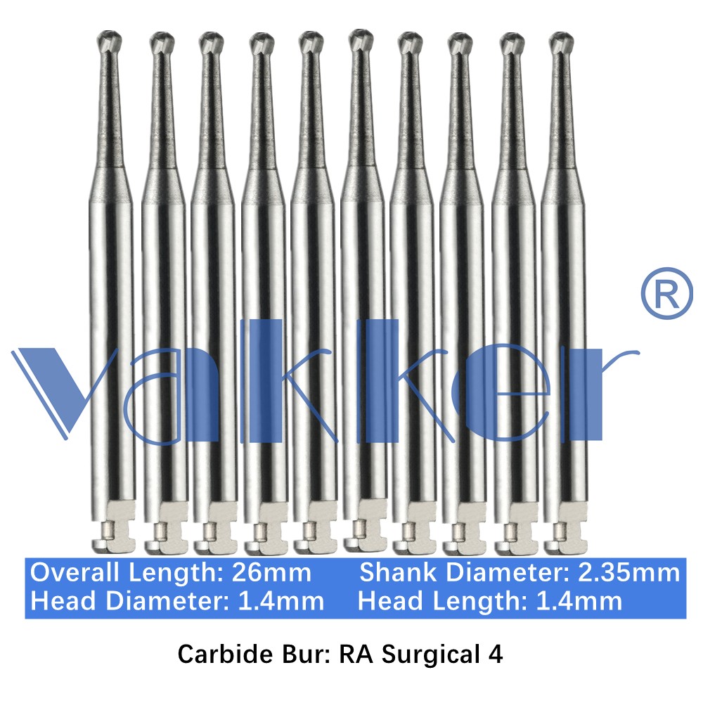 10/Pk Dental Tungsten Surgical Carbide Burs Latch Type RA SURG 2 4 6 8 Low Speed