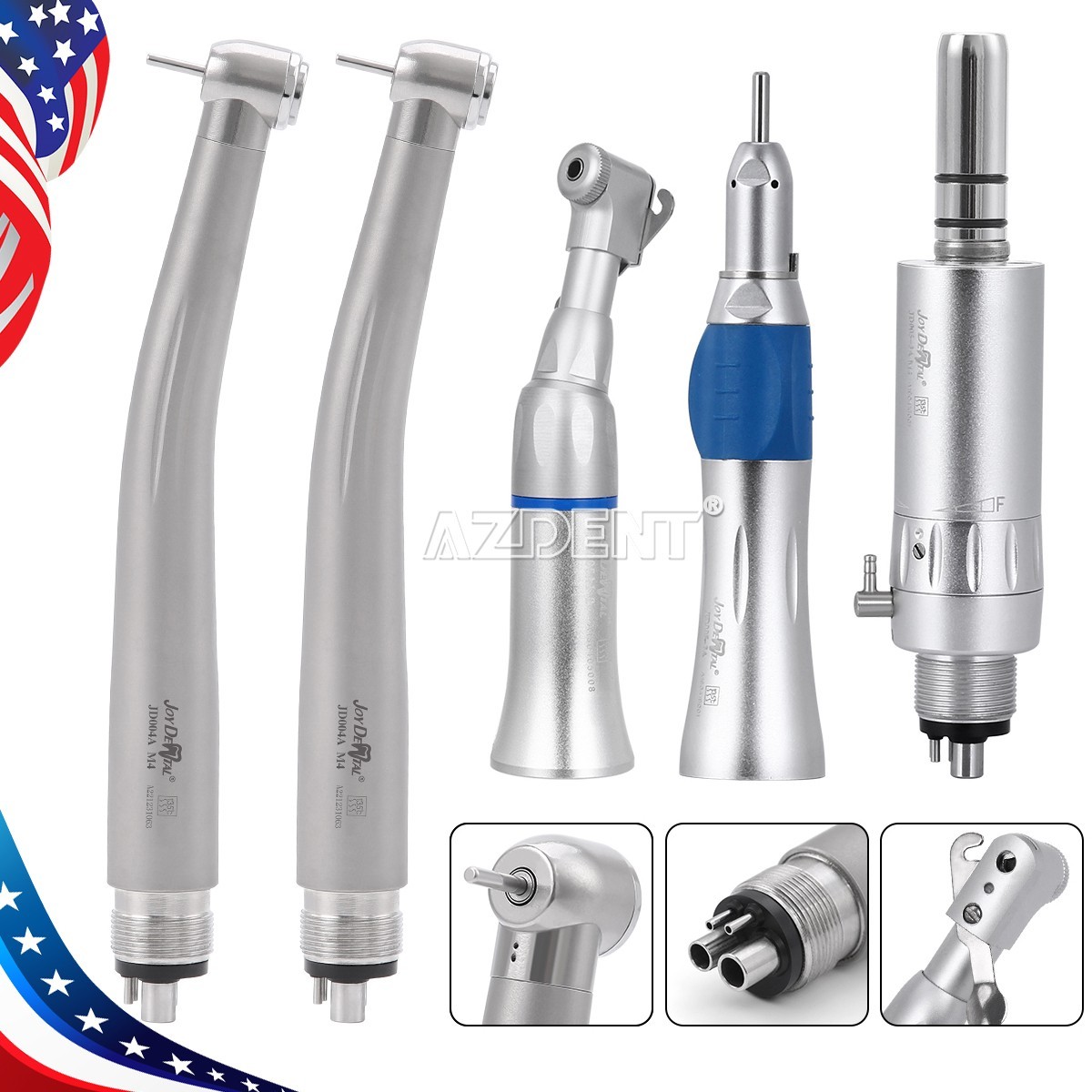 1 Set Estilo Dental 4 Agujero Alta y Baja Velocidad /Kit de Pieza de Mano de