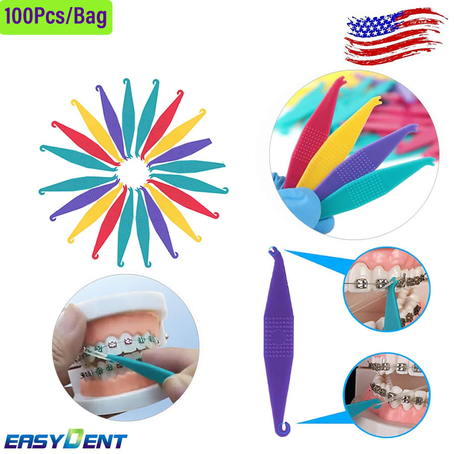 100Pcs Dental Orthodontic Elastic Placer For Braces–Elastic Rubber Band Placers