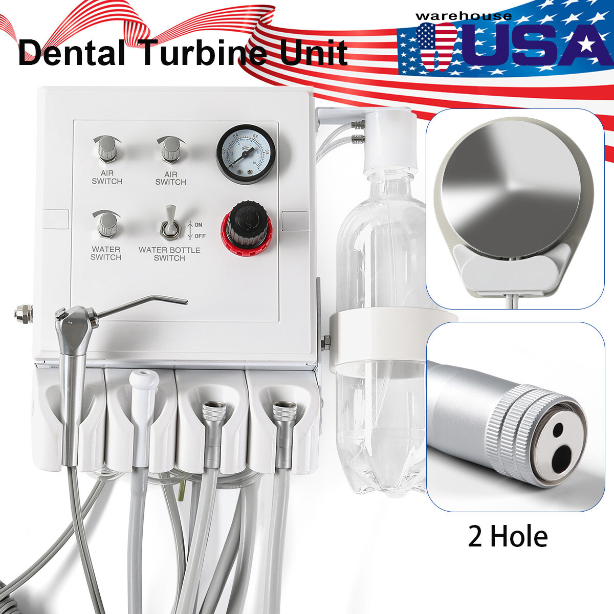 Portable Dental Turbine Unit Weak Suction Work with Air Compressor /Handpiece