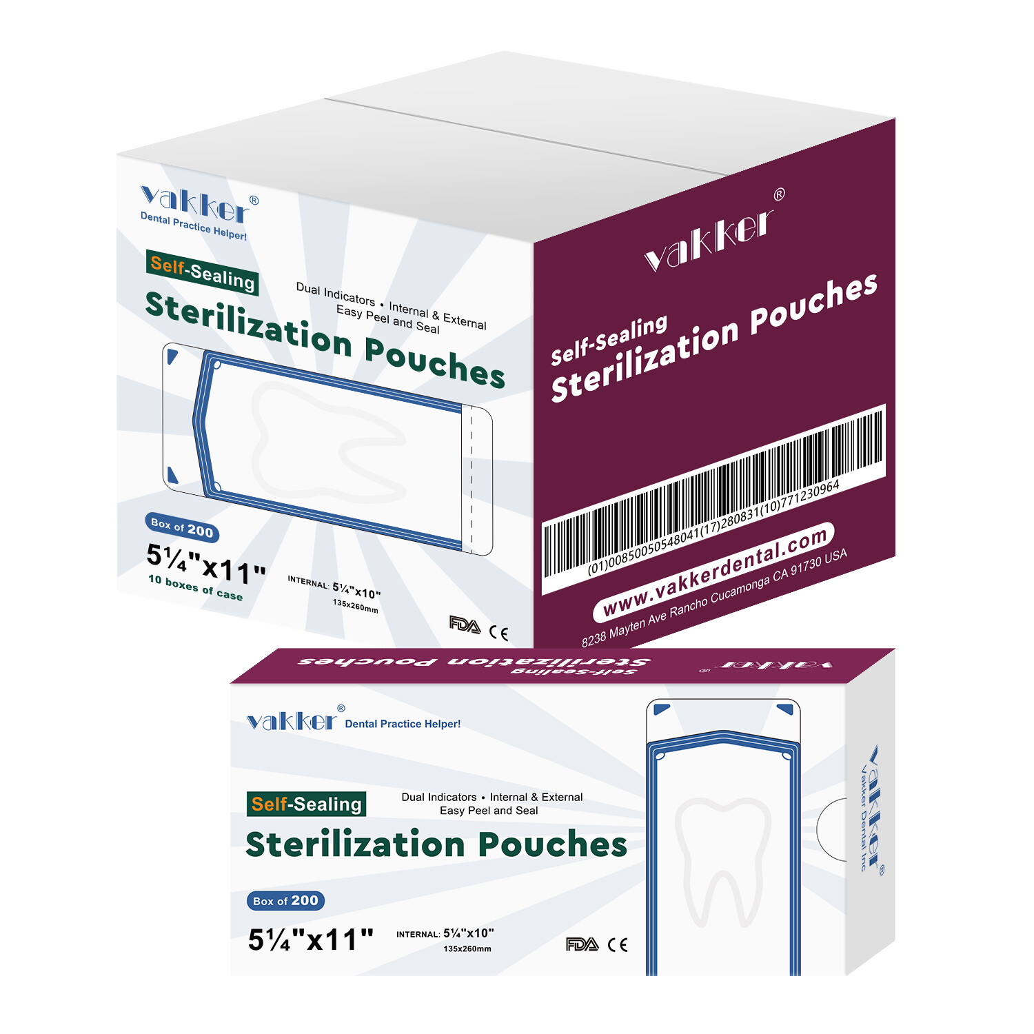 Vakker 2000pc 5.25 x 11″ Self Sealing Dental Sterilization Pouches Autoclave Bag