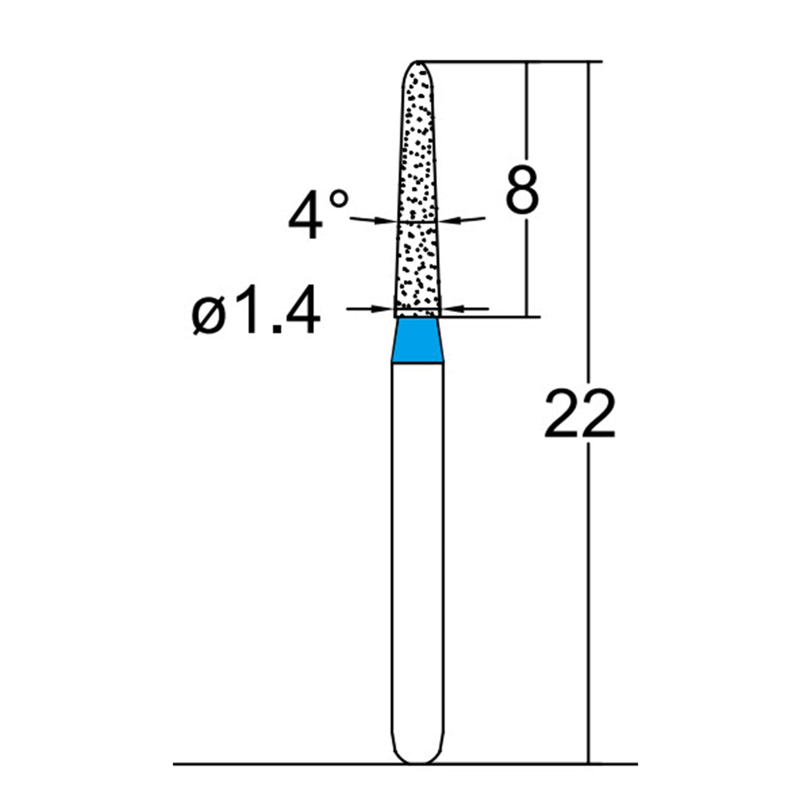 Torpedo, Conical 1.4 mm Dia Medium Grit Diamond Bur 5/Pack [1779-294.14M3]