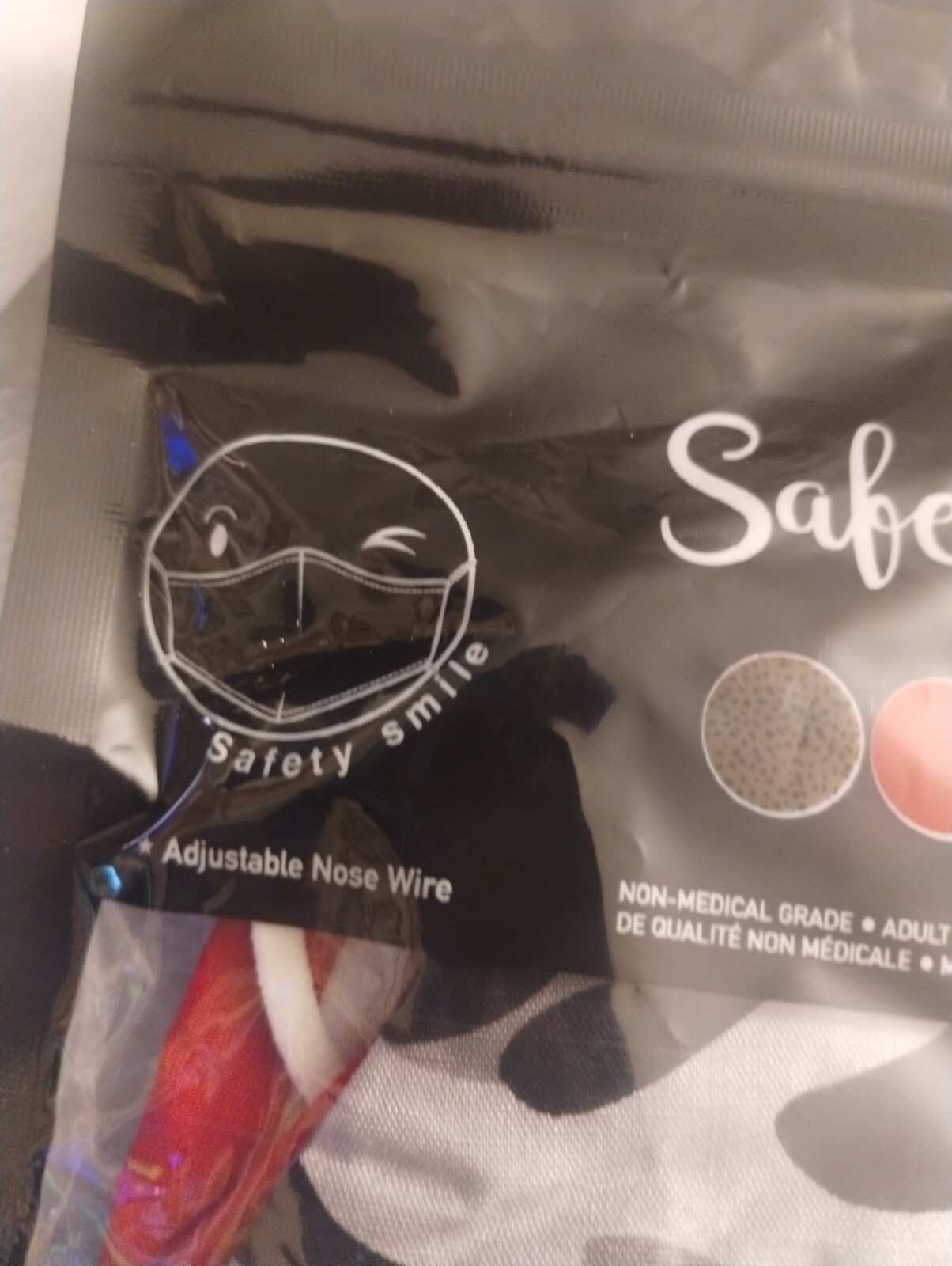 Safety Smile Reusable Face Masks qty#3 Non Medical Grade RED, BLACK & GREY CAMO