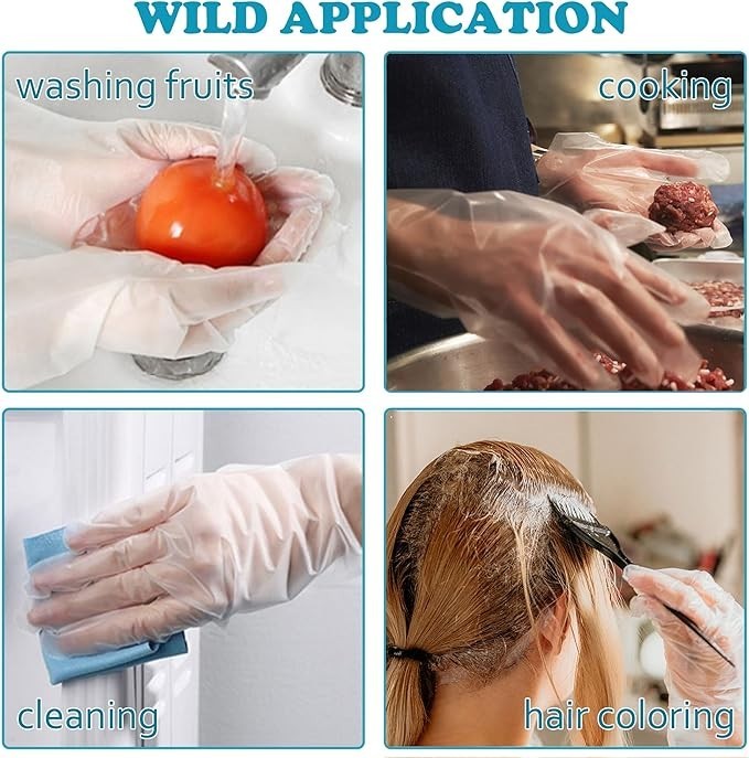 TPE Disposable Gloves Clear Food Safe Powder Free Latex Free Plastic Gloves
