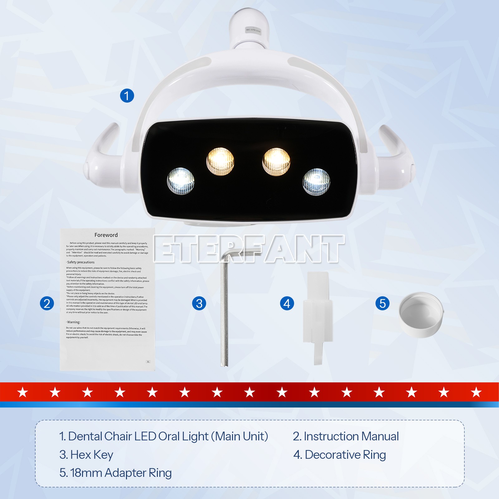 4 LED Shadowless Oral Lamp White+Yellow Light Induction Sensor For Dental Chair