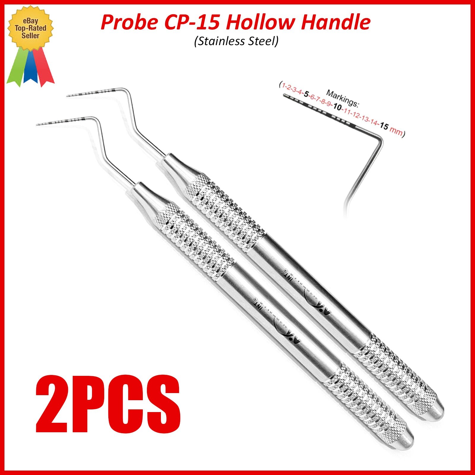 Periodontal Probe CP15 Single Ended Color Coded Marking Dental Instruments X2