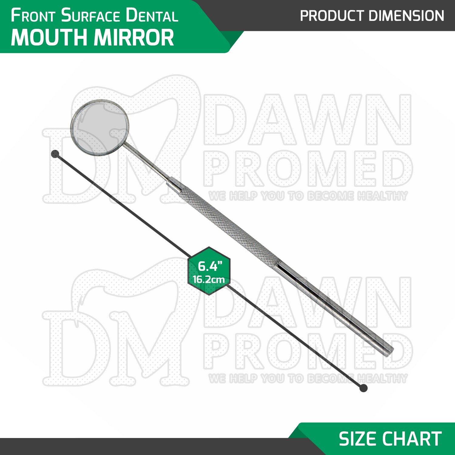 12 Pcs Dental Mouth Mirror #5 Front Surface Simple Stem W/Handle Teeth Cleaning