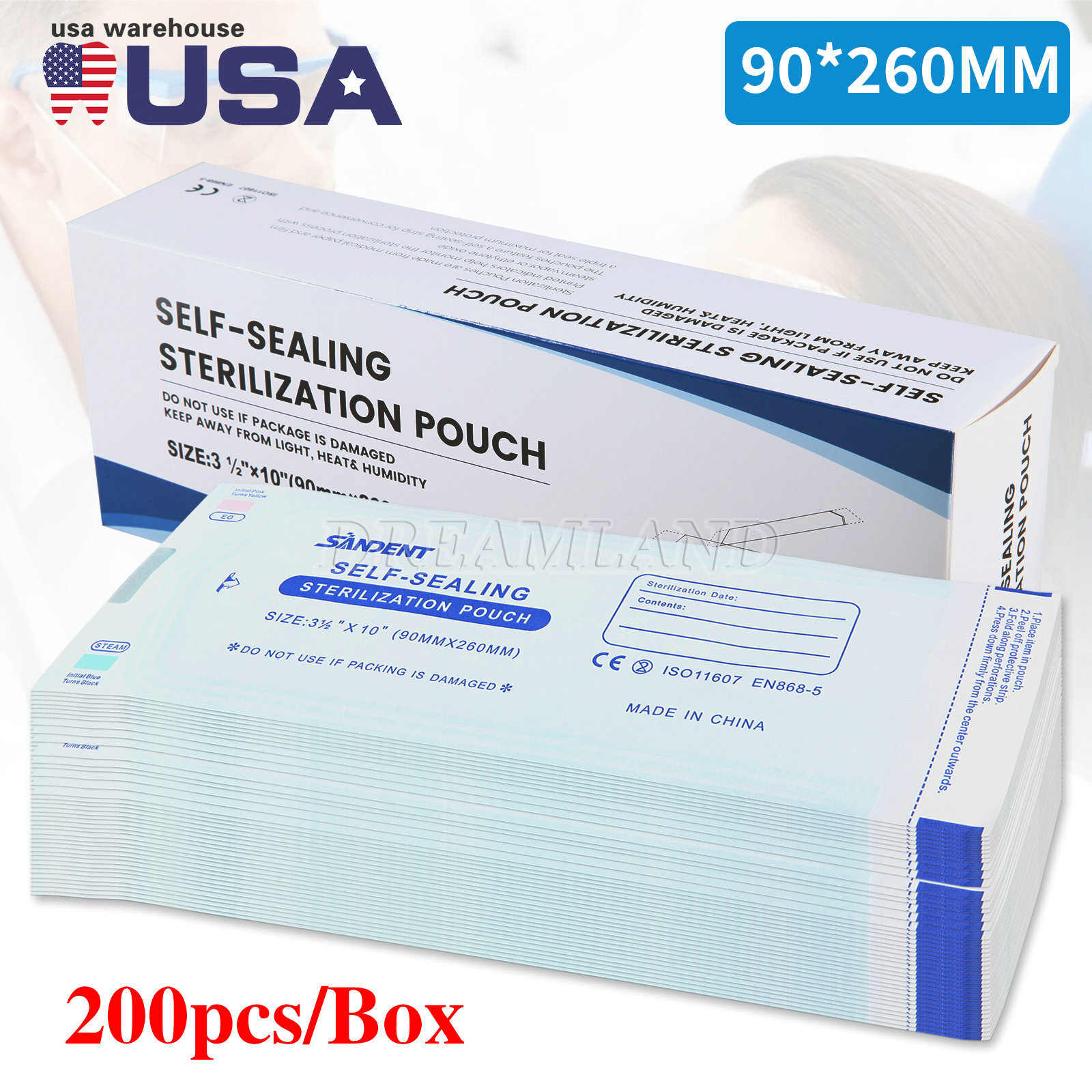 up to 7000 Sterilization Pouches 3.5 ” x 10 ” Dental Self Seal Pouch Bag