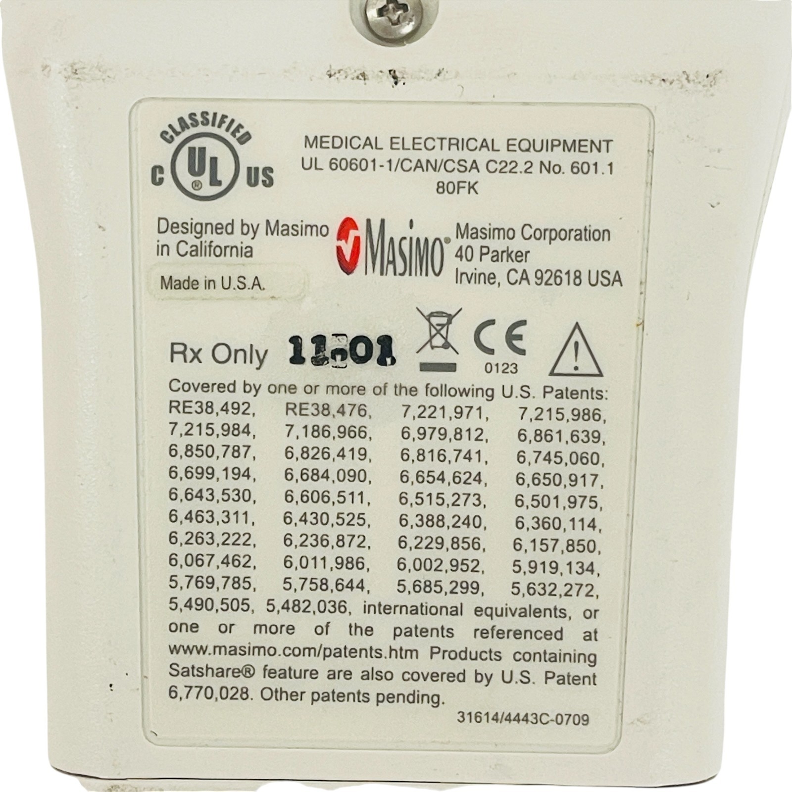 Masimo Radical 7 Rainbow Pulse CO-Oximeter Bedside No Docking Station Included