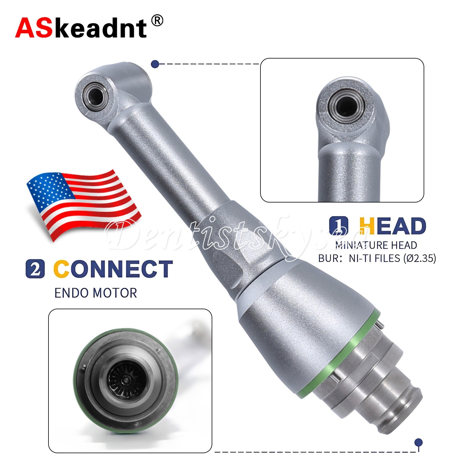 Dental Cordless LED Endo Motor 16:1 Contra Angle Head