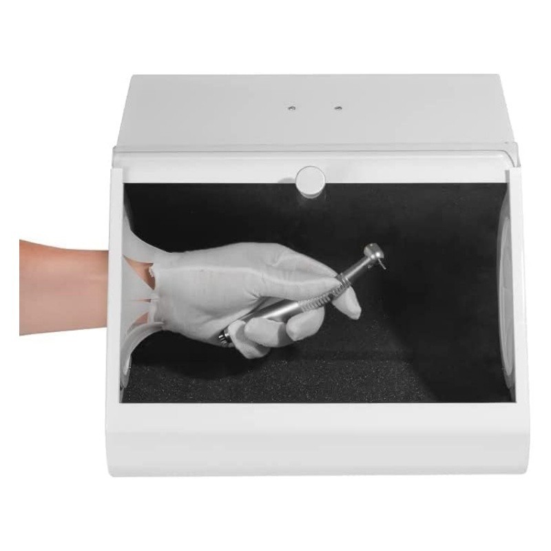 Dental Sandblasting Dust-proof Case LED Light Sandblaster Dust Collector Box EU
