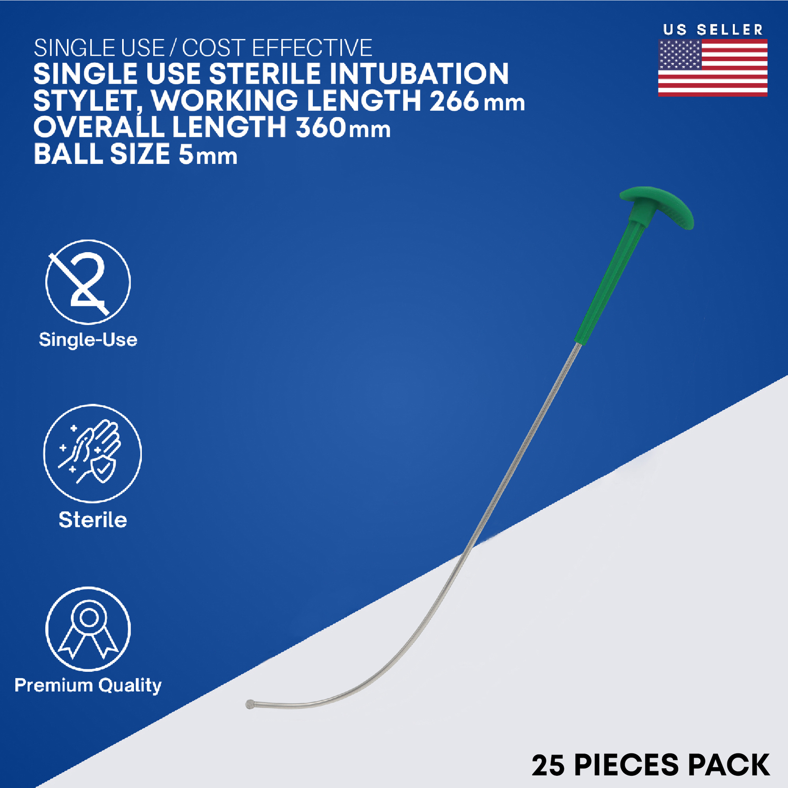 Stylet Intubation Stylet Single Use Sterile Intubation Stylet – 25 Pcs Pack