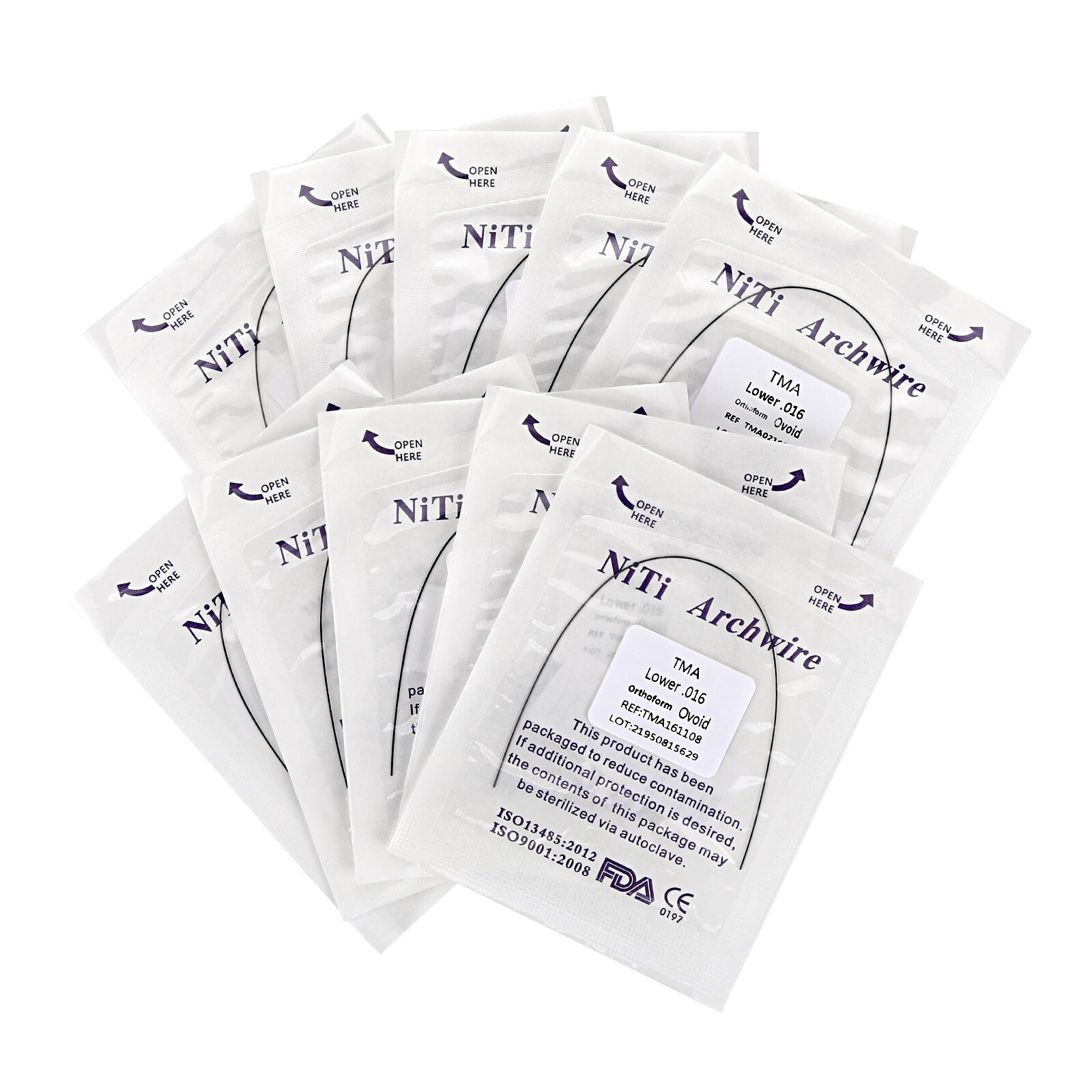 Dental Orthodontic TMA Beta Arch Wire Ti-Mo Alloy Round Ovoid/Natural 012-020