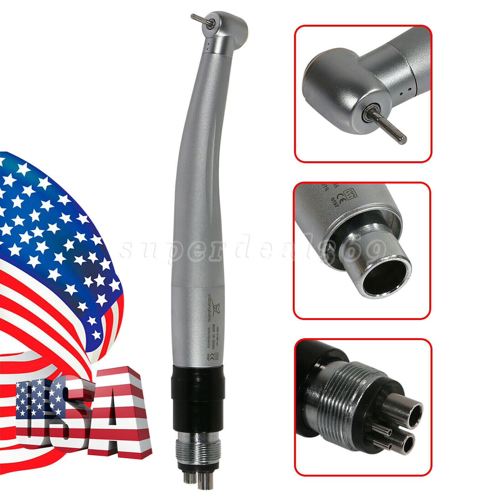 Dental High Speed Turbine Handpiece (LED) w/ Quick Coupler 4Hole Fit Kav/NSK Dr