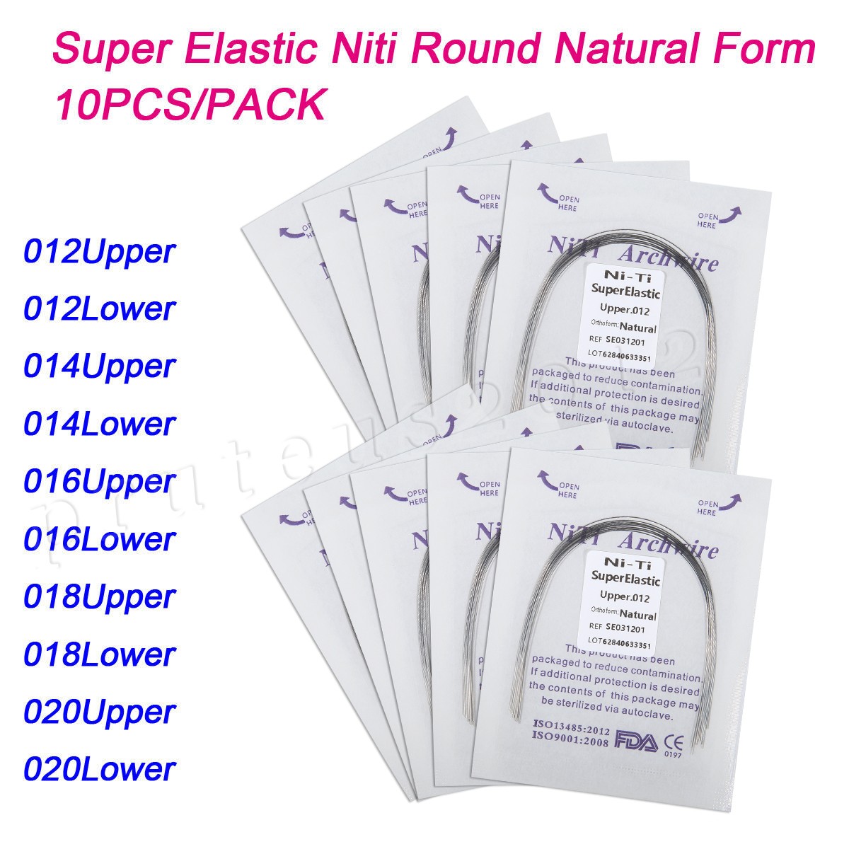 Dental Orthodontic Arch Wire Super Elastic Niti Round Rectangular Natural Form
