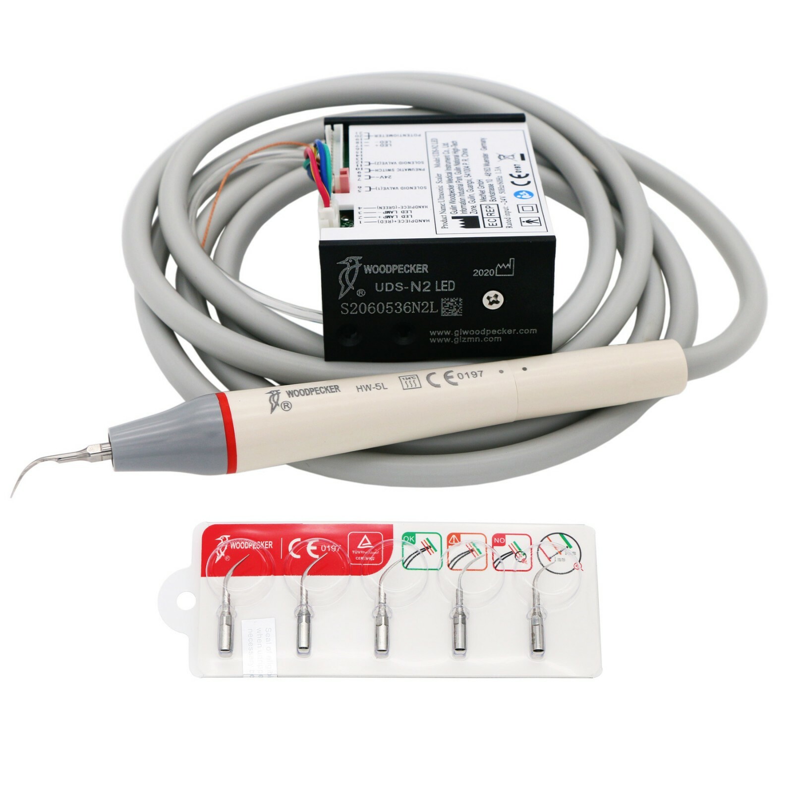 US Woodpecker Dental Ultrasonic Piezo Scaler Built-in LED Handpiece UDS-N2/3 Kit
