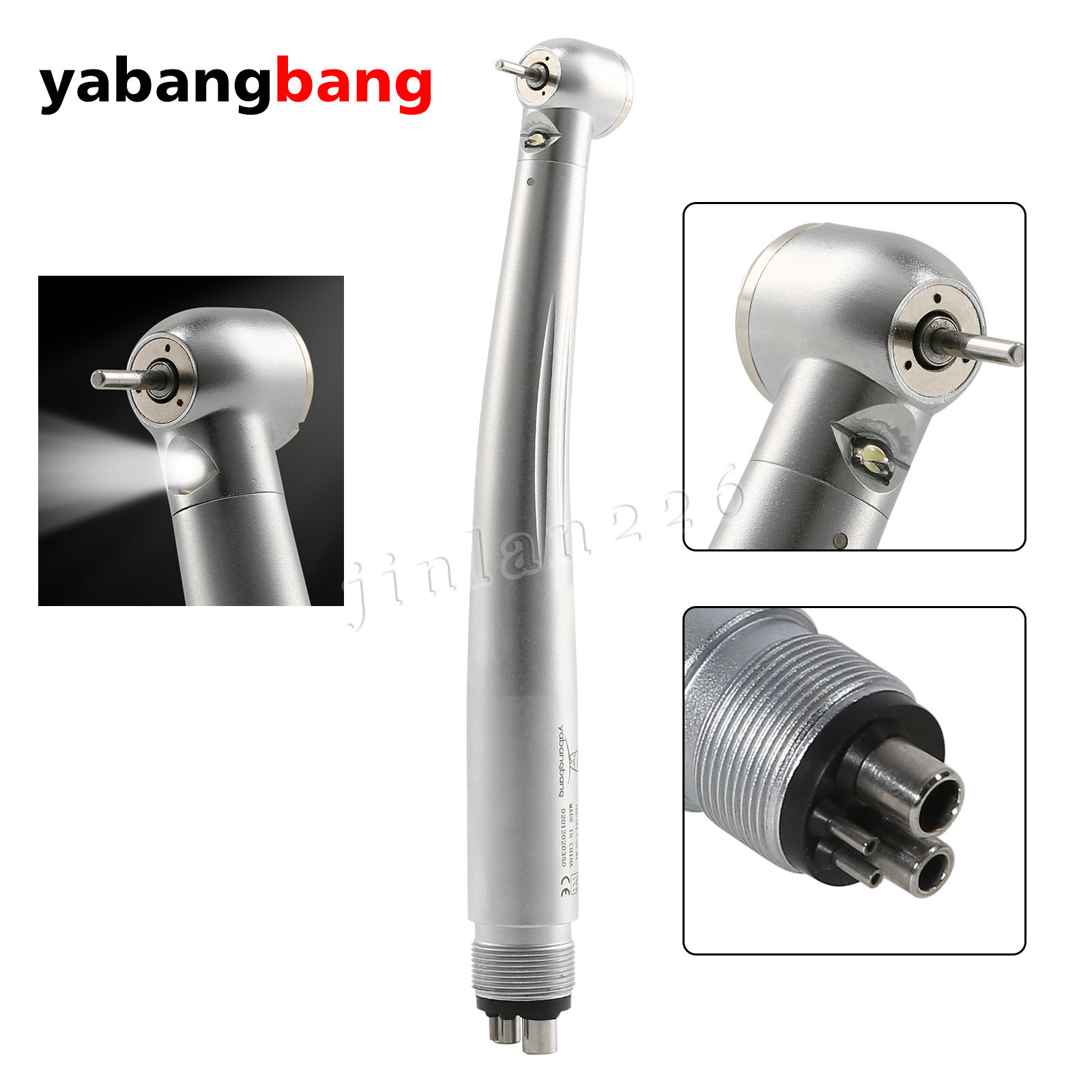 Dental High Speed Handpiece LED Fiber Optic Big Push Button 2/4Hole NSK Style YB
