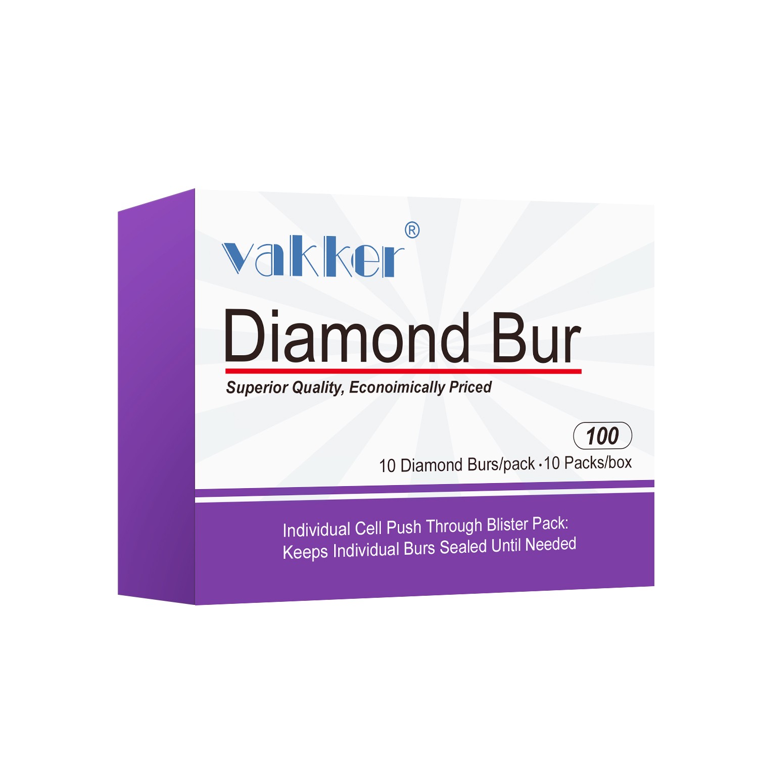 Vakker 10pc Dental Round End Taper FG Diamond Bur 850-010M Medium Grit