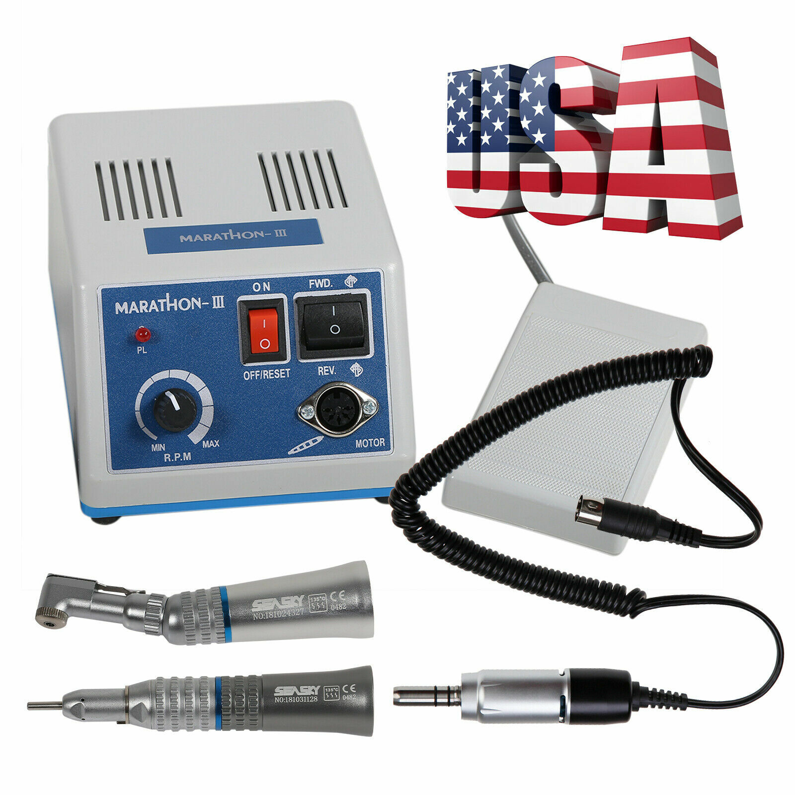 Dental Micro Motor 35K rpm WITH Straight Contra Angle Handpiece UPS