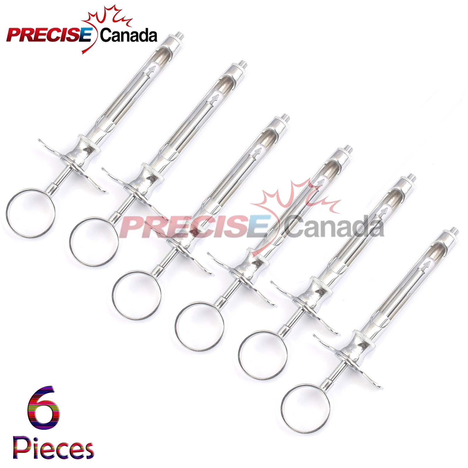 PRECISE CANADA 6 Dental Aspirating Syringe Dental Instruments 1.8CC