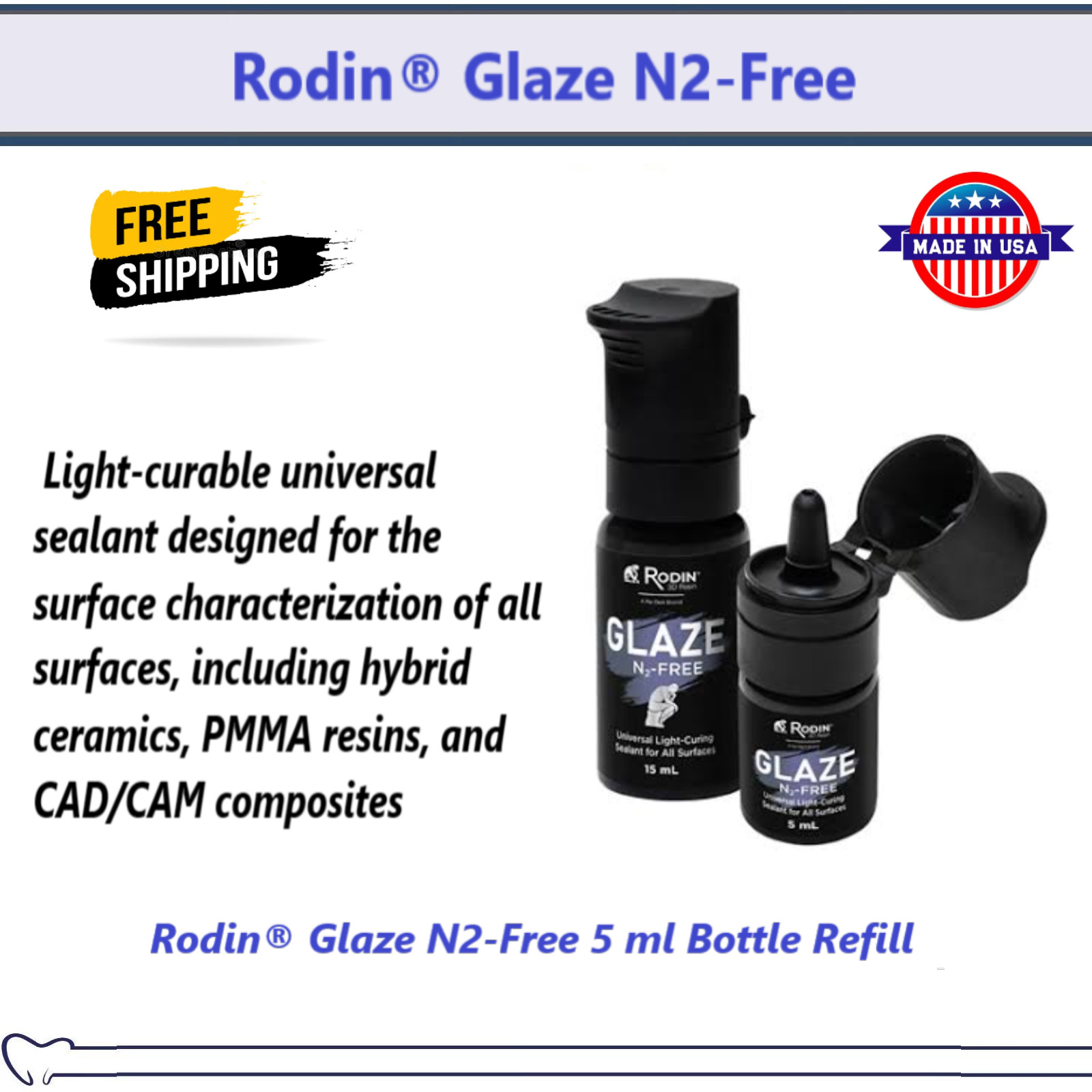Dental Rodin® Glaze N2-Free Universal light-curable sealant – 5mL, All Purpose