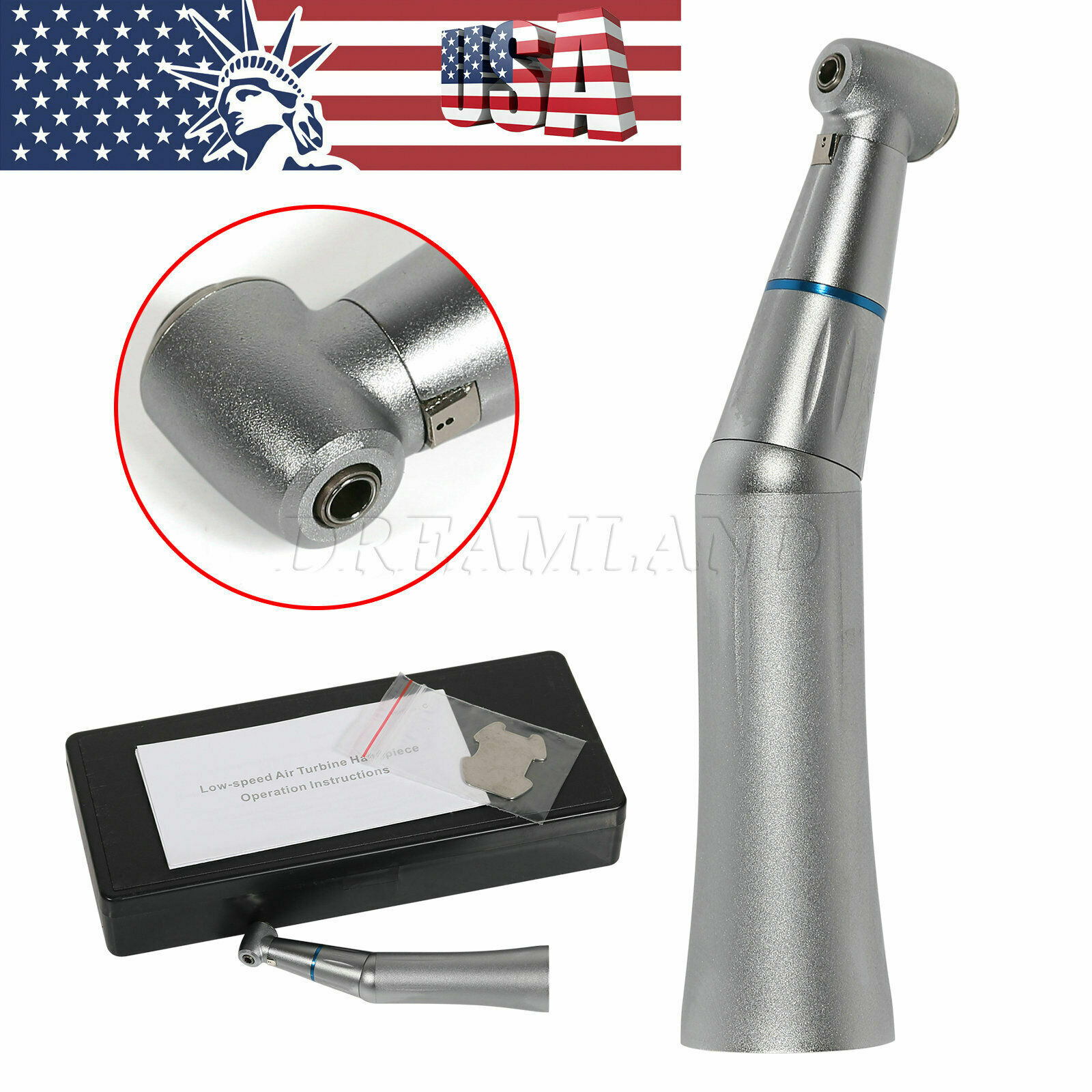 1-5 NSK Style Dental Inner Water Spray Contra agnle Push / Air Motor 4Hole