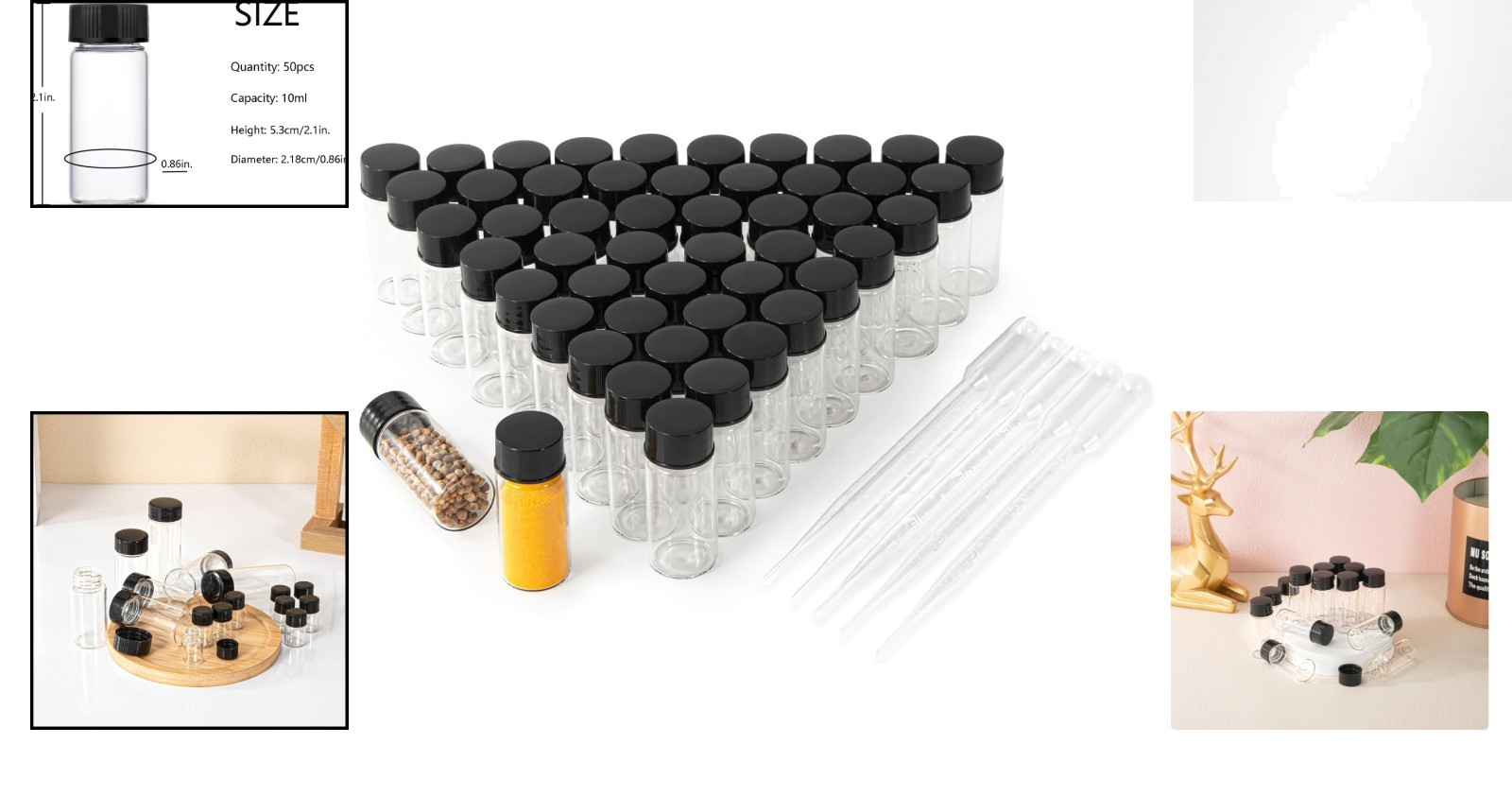 Exclusive 50 Count Art Deco 10ml Clear Glass Vials – Perfect for Oils & Perfumes