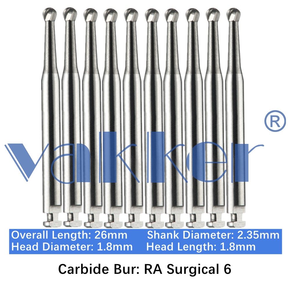 10/Pk Dental Tungsten Surgical Carbide Burs Latch Type RA SURG 2 4 6 8 Low Speed
