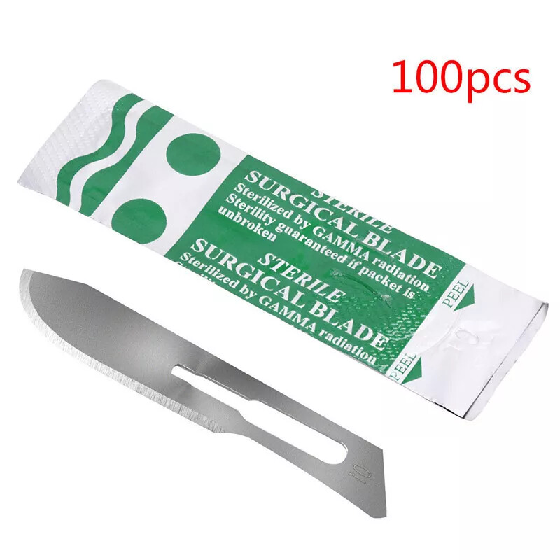 100Pcs Dental Surgical Scalpel Blades Size 10#11#12#15 Sterile Carbon Steel