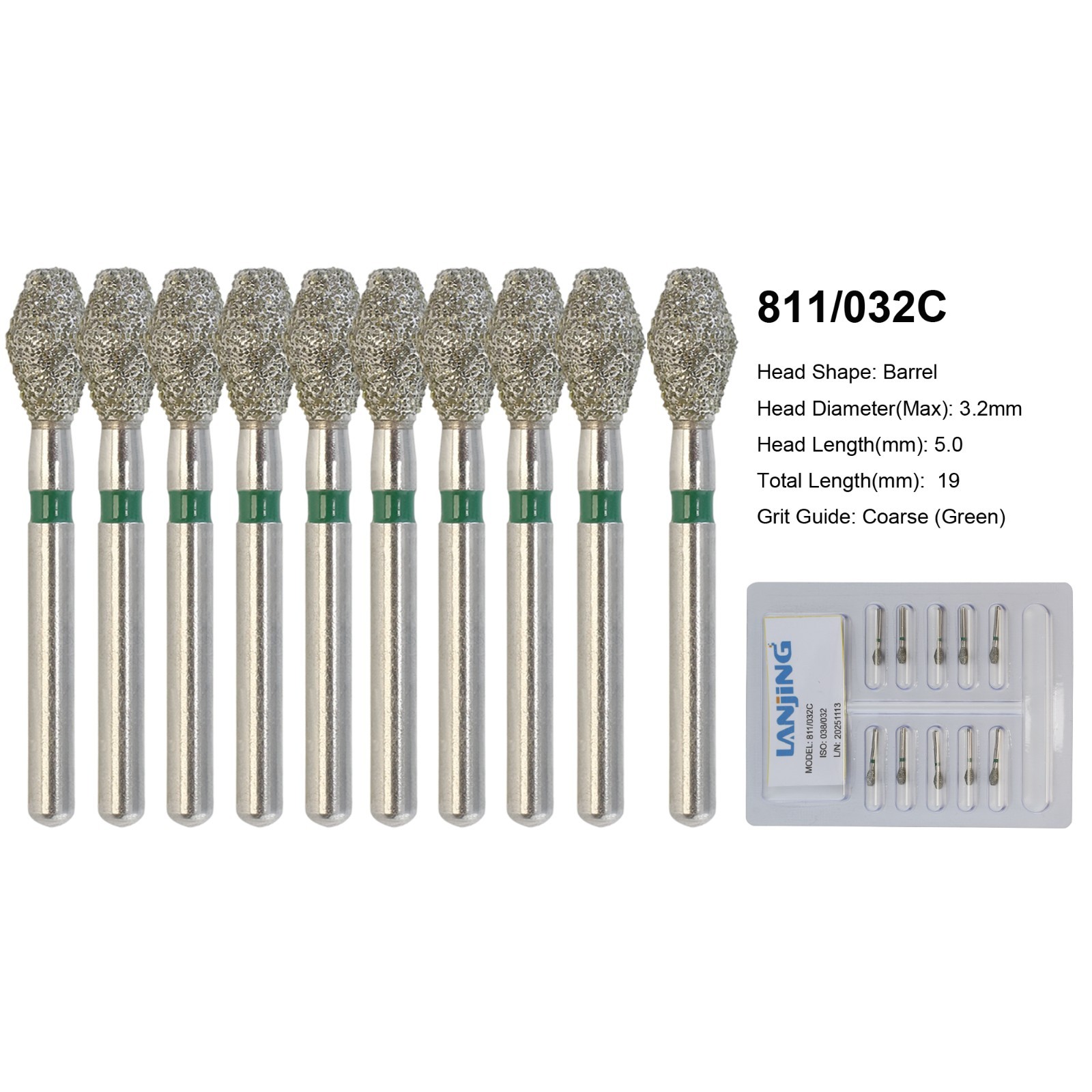 Dental Burs Diamond FG Round End Taper Football Flame Long Round Pear High Speed