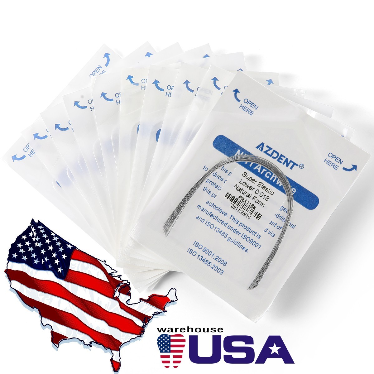 AZDENT Dental Orthodontic Stainless Steel Arch Wire Round Nature Form 10pcs/pack