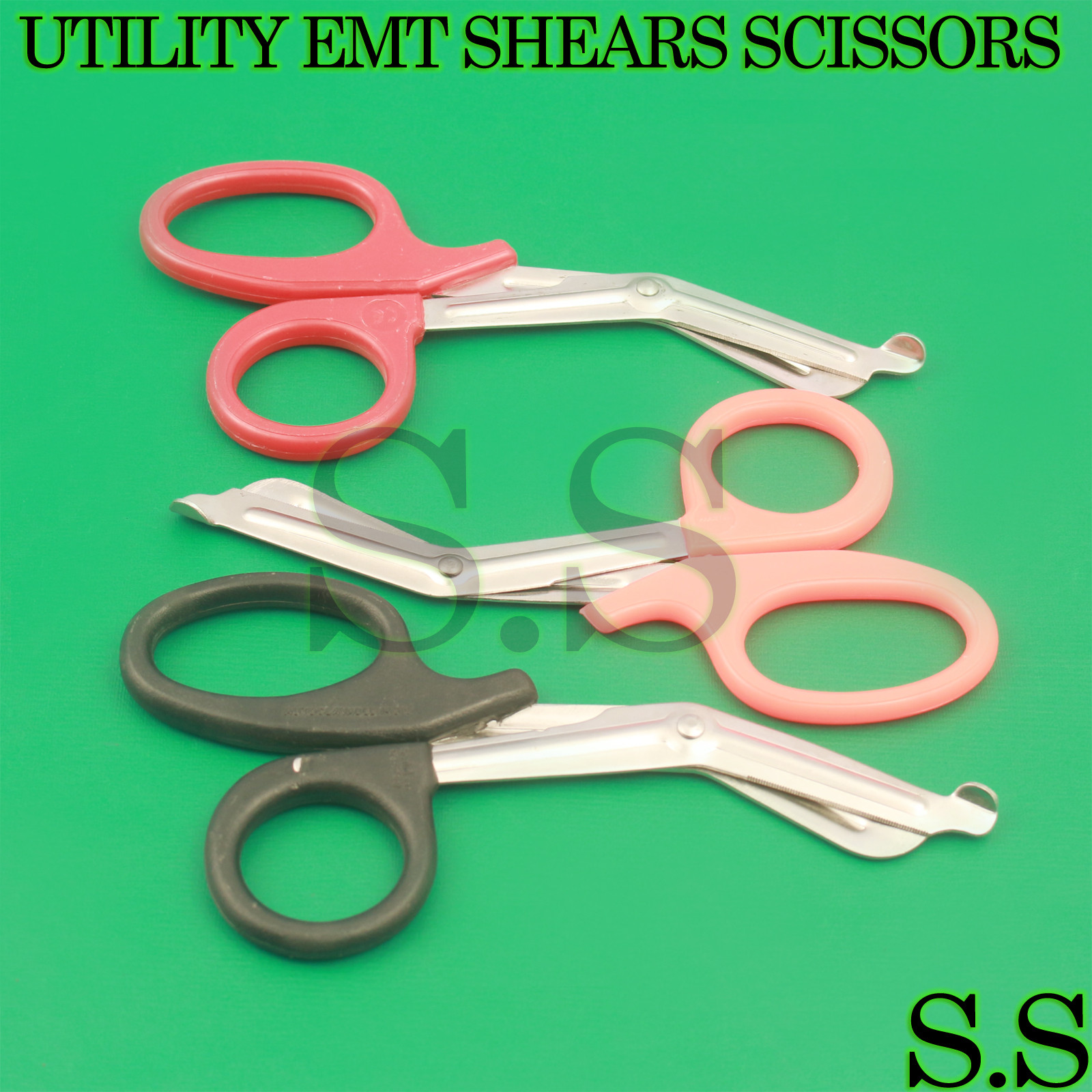 3 PCS (ORANGE BLACK RED) TRAUMA PARAMEDIC UTILITY EMT SHEARS SCISSORS 7.5″