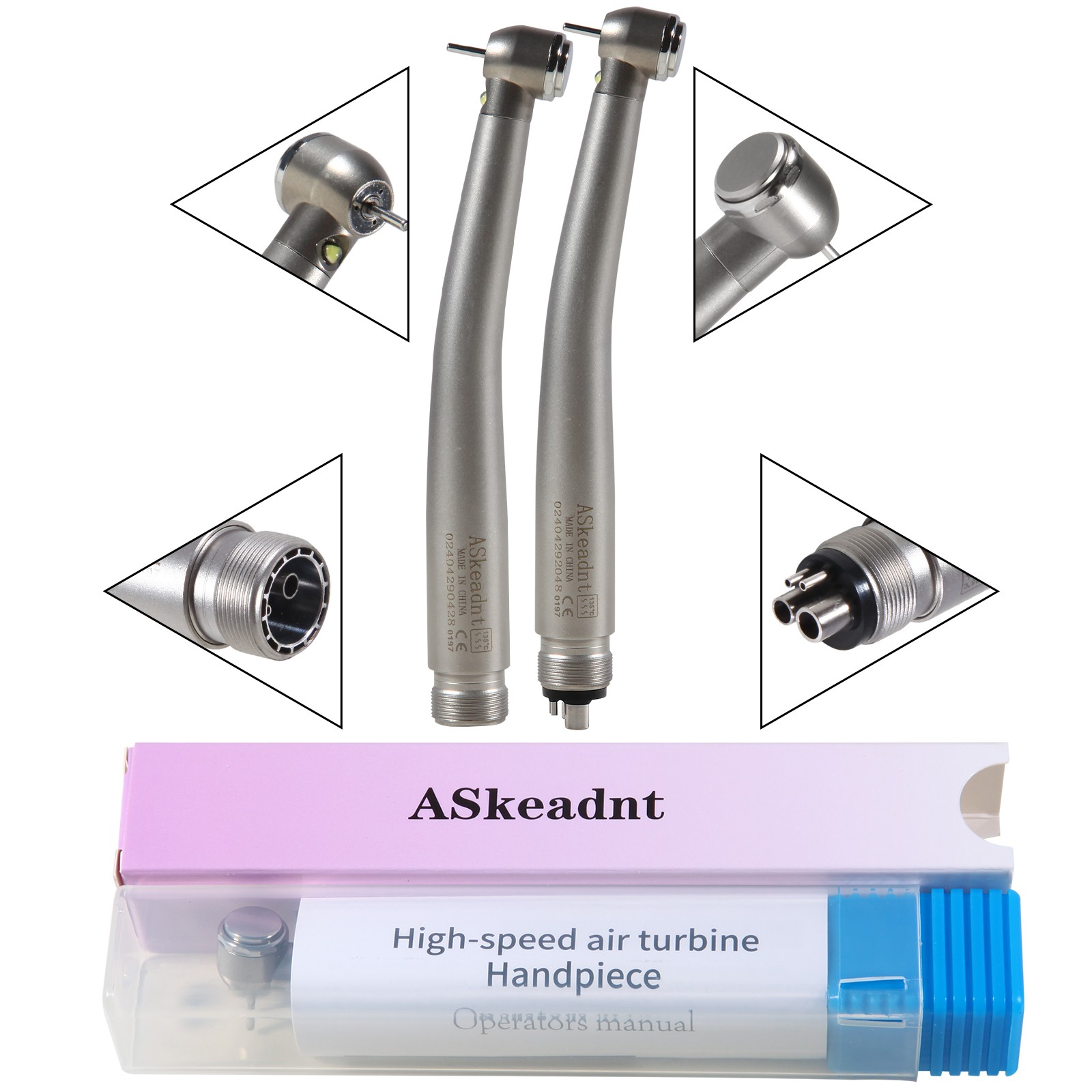 Dental Fiber Optic E-generator LED High Speed Handpiece Turbine 2/4H ASkeadnt ns