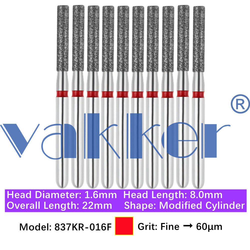 10pc/pk Dental FG Diamond Burs High Speed Flat/Round End Cylinder Polishing Burs