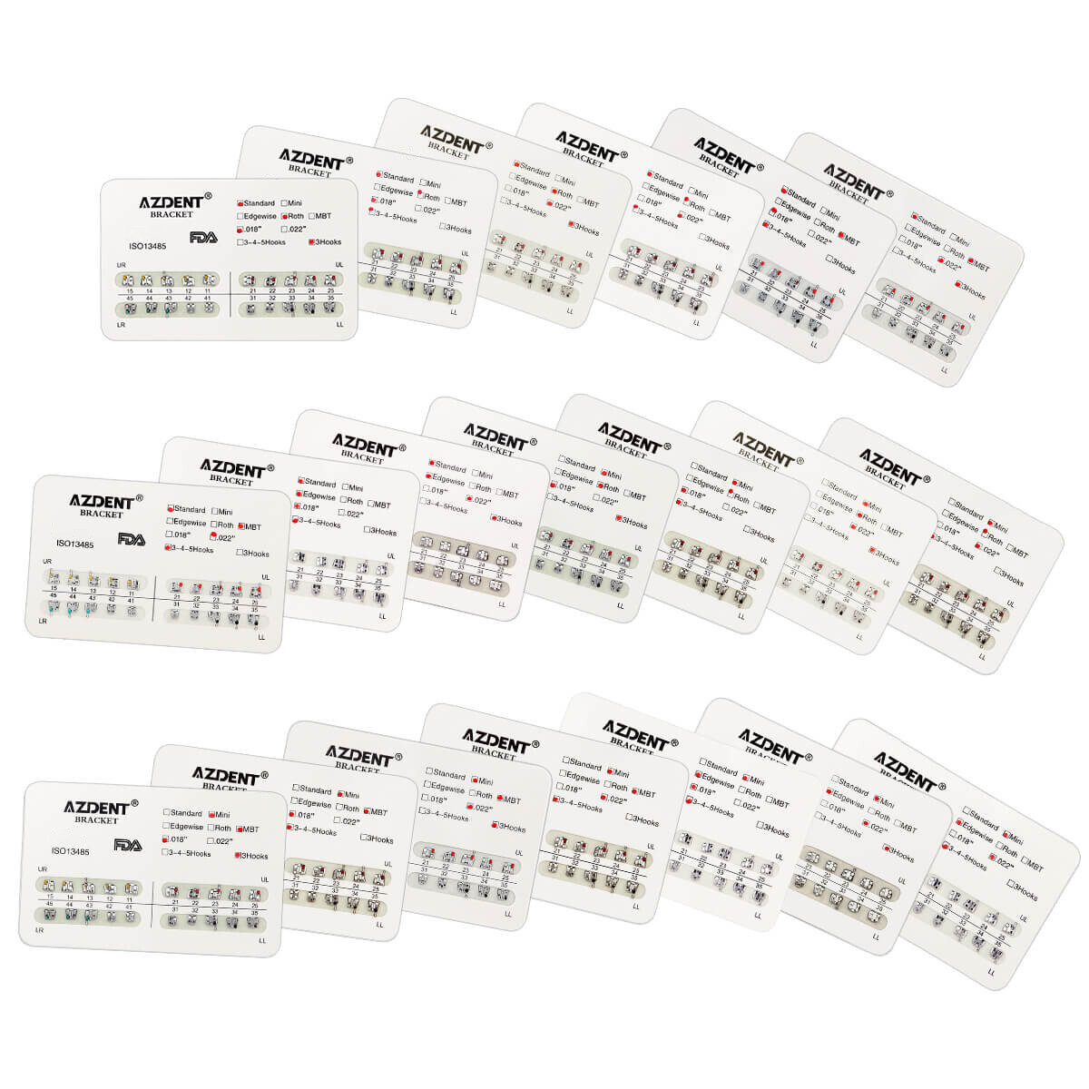 Dental Orthodontic Brace Brackets Mini Standard Roth MBT 022/018 Hooks 3/345